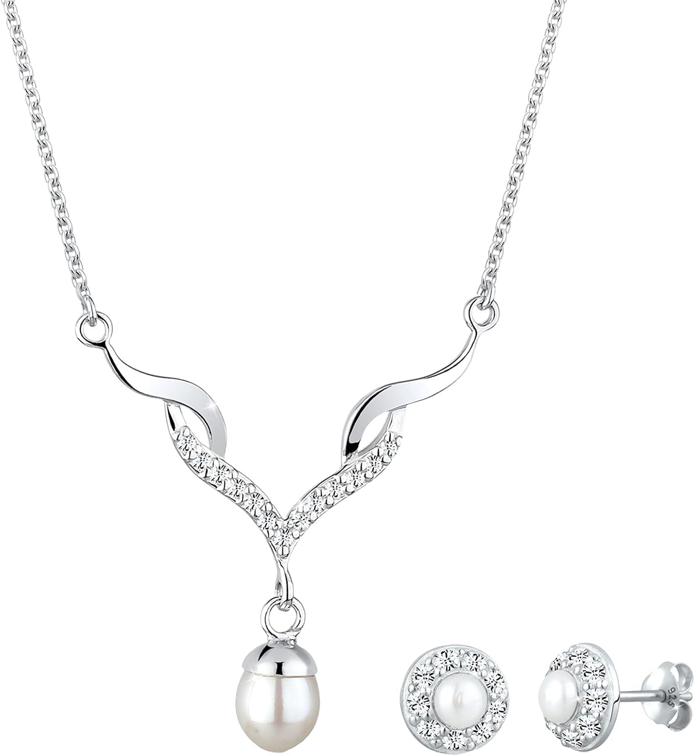 Detalle de Elli Schmuckset Tropfen Anhänger 45 cm Silber 925