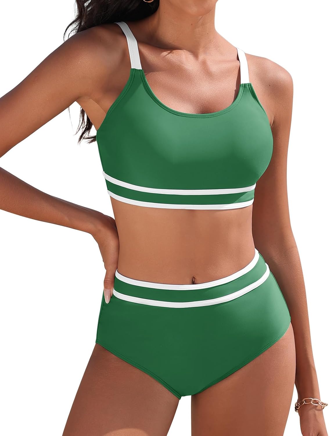 Detalle de Yuson Girl Women's High Waisted Swimsuit Set with Push Up Support