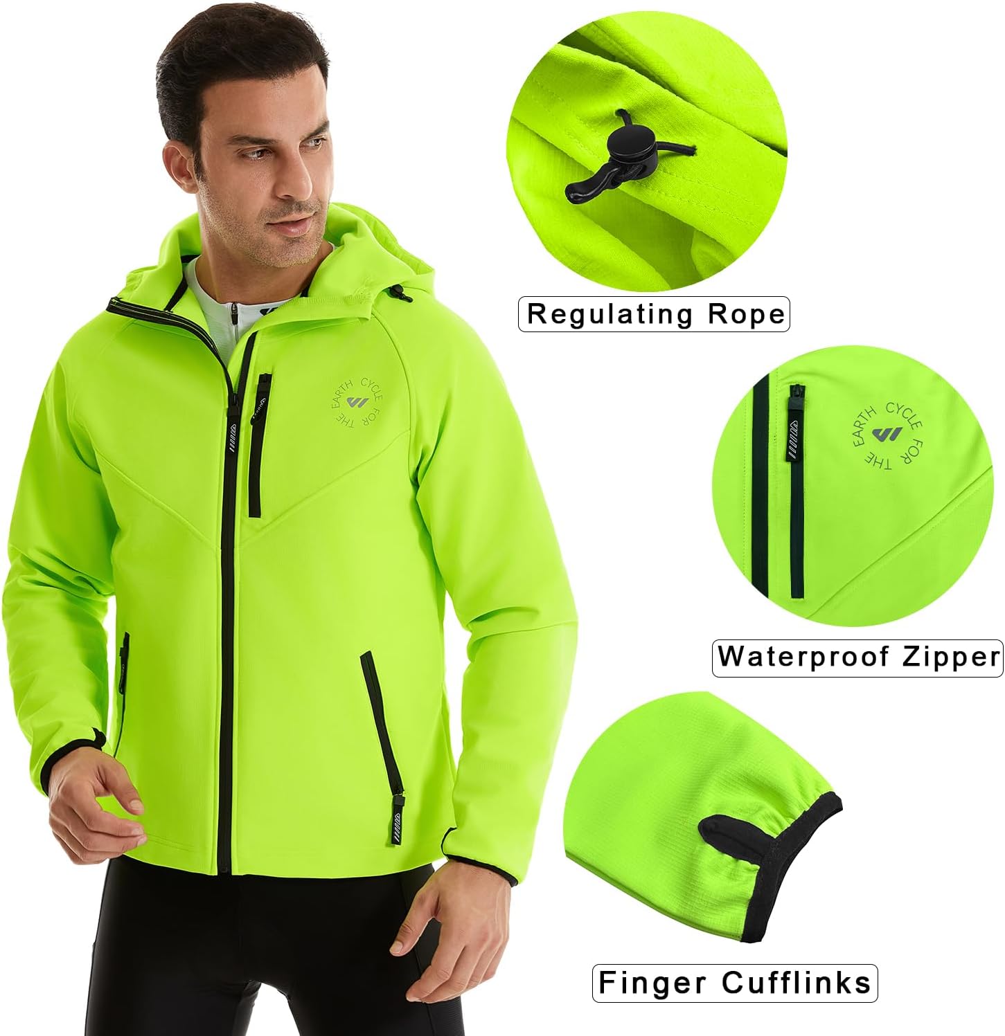 Detalle 2 de Wulibike Veste Vélo Homme – Veste imperméable légère, coupe-vent et réfléchissante