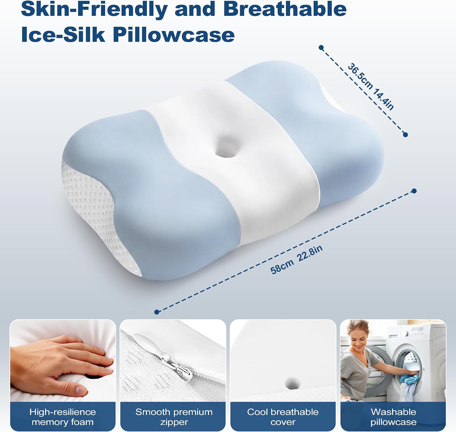 Thumbnail 2 de VYLEE LYM115-2 Cooling Cervical Pillow, Contoured Memory Foam Support
