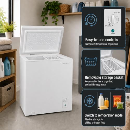 Detalle de Cookology 99L Freestanding Chest Freezer with Adjustable Feet (White)