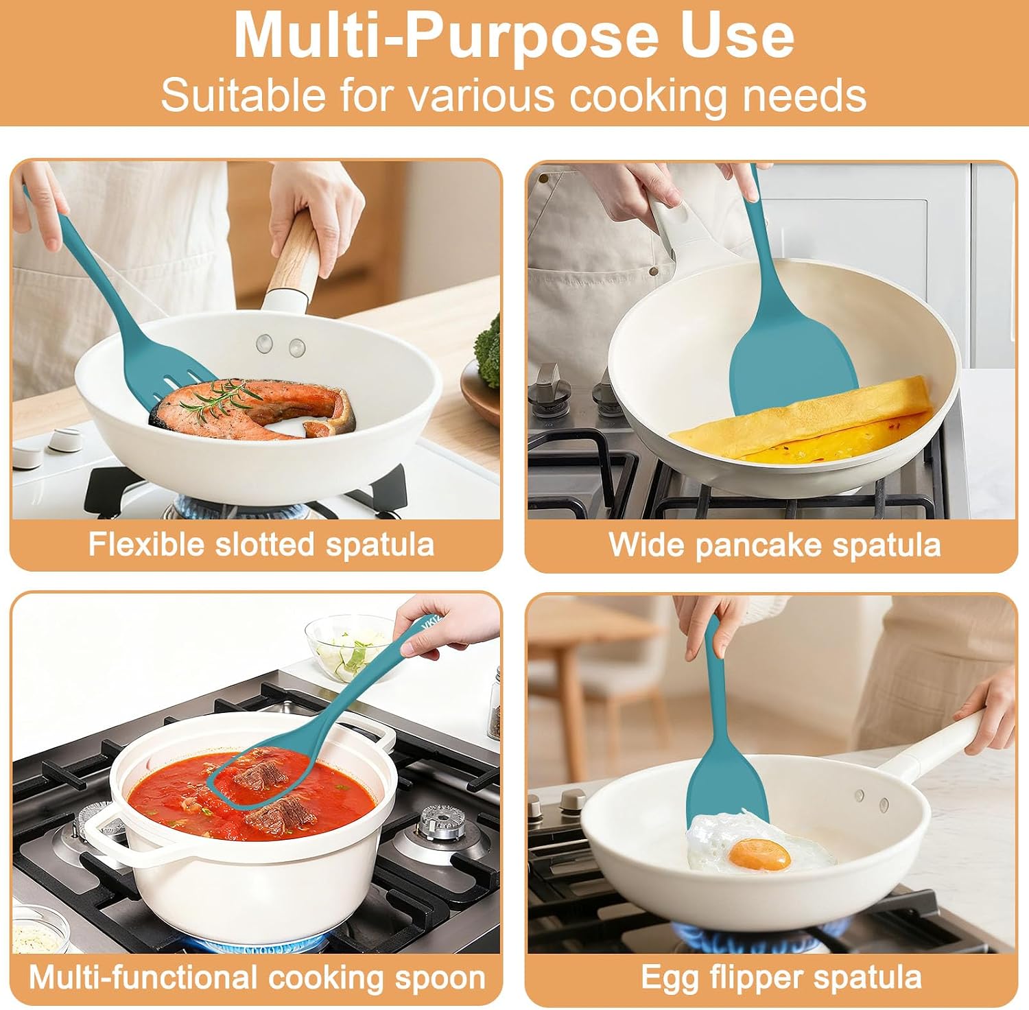 Detalle 2 de VKIZIKV Silicone Spatula Turner Set, 4-Piece
