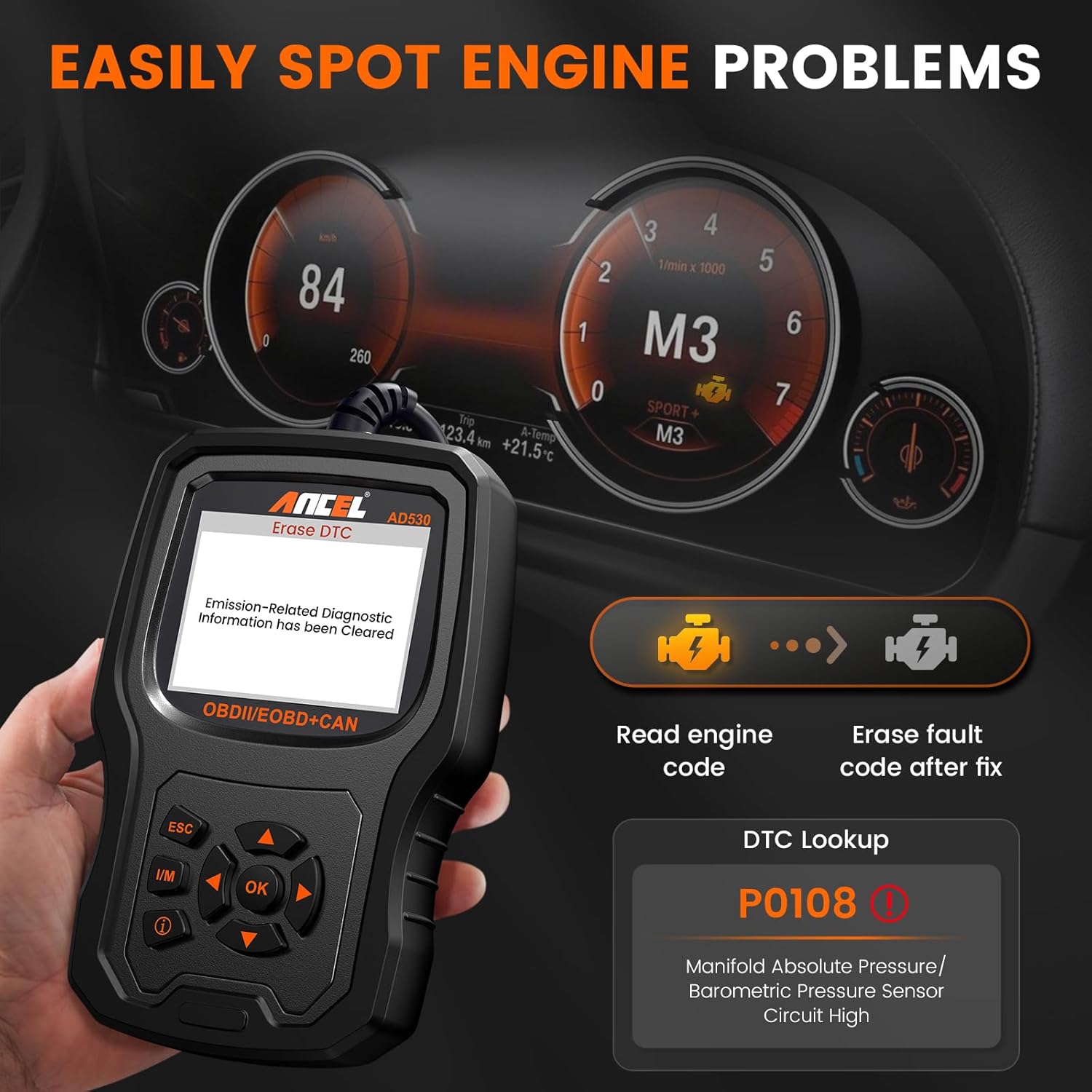 Thumbnail 2 de ANCEL AD530 OBD2 Scanner, Full OBDII Tool