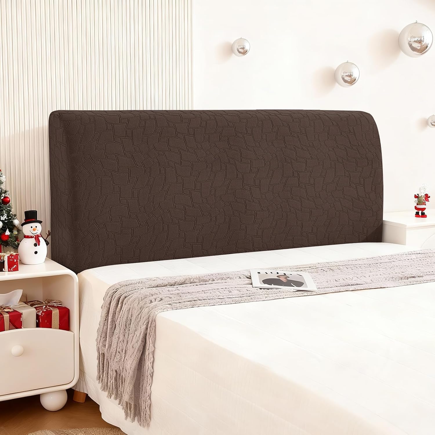 Ystyle Copri Testiera Letto Matrimoniale/Singolo Elasticizzata universale lavabile (180 cm) – Caffè Chiaro