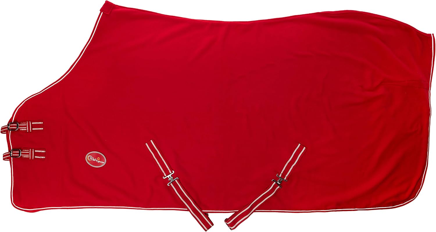 Detalle de New Horse Fleece Rug: Red Show/Travel Stable Cooler for Cob/Pony/Shetland Mini (3'6"–6'9")