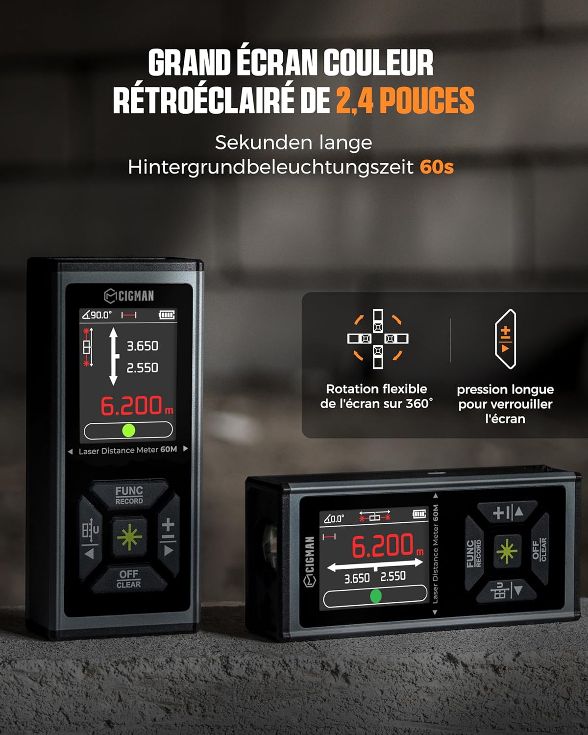 Thumbnail 3 de Télémètre Laser bilatéral CIGMAN CD-60G : mesure précise jusqu’à 120 m pour le travail rapide