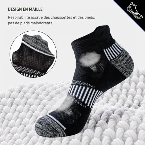 Detalle de Niorasen Chaussettes de Sport Homme, 6 Paires – Courtes et Rembourrées