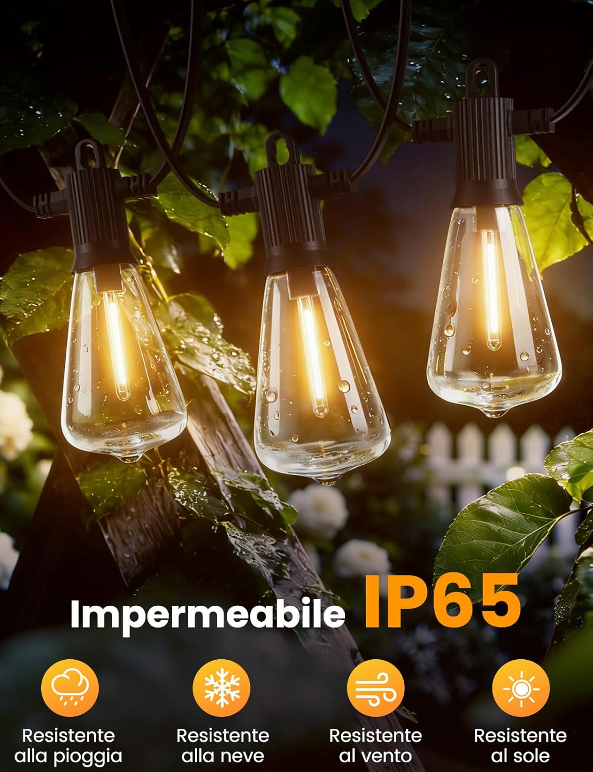 Thumbnail 1 de ZOTOYI catena luminosa solare da esterno 10+1 luci LED da 9 metri con pannello solare e USB-C, 4 modalità, IP65