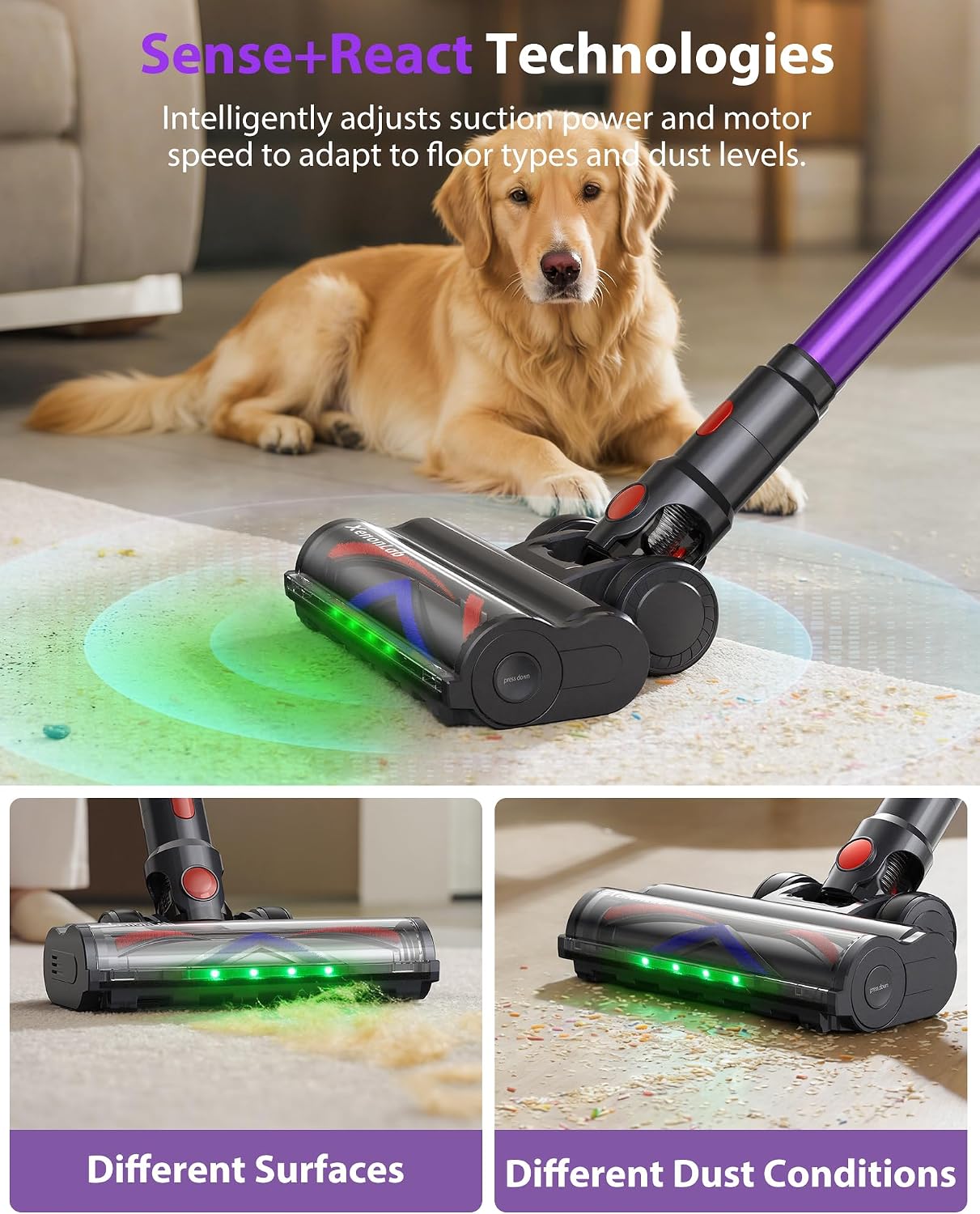 Detalle 2 de XenonLab PW702 Cordless Stick Vacuum, 55 kPa, 650W, 75-Minute Runtime