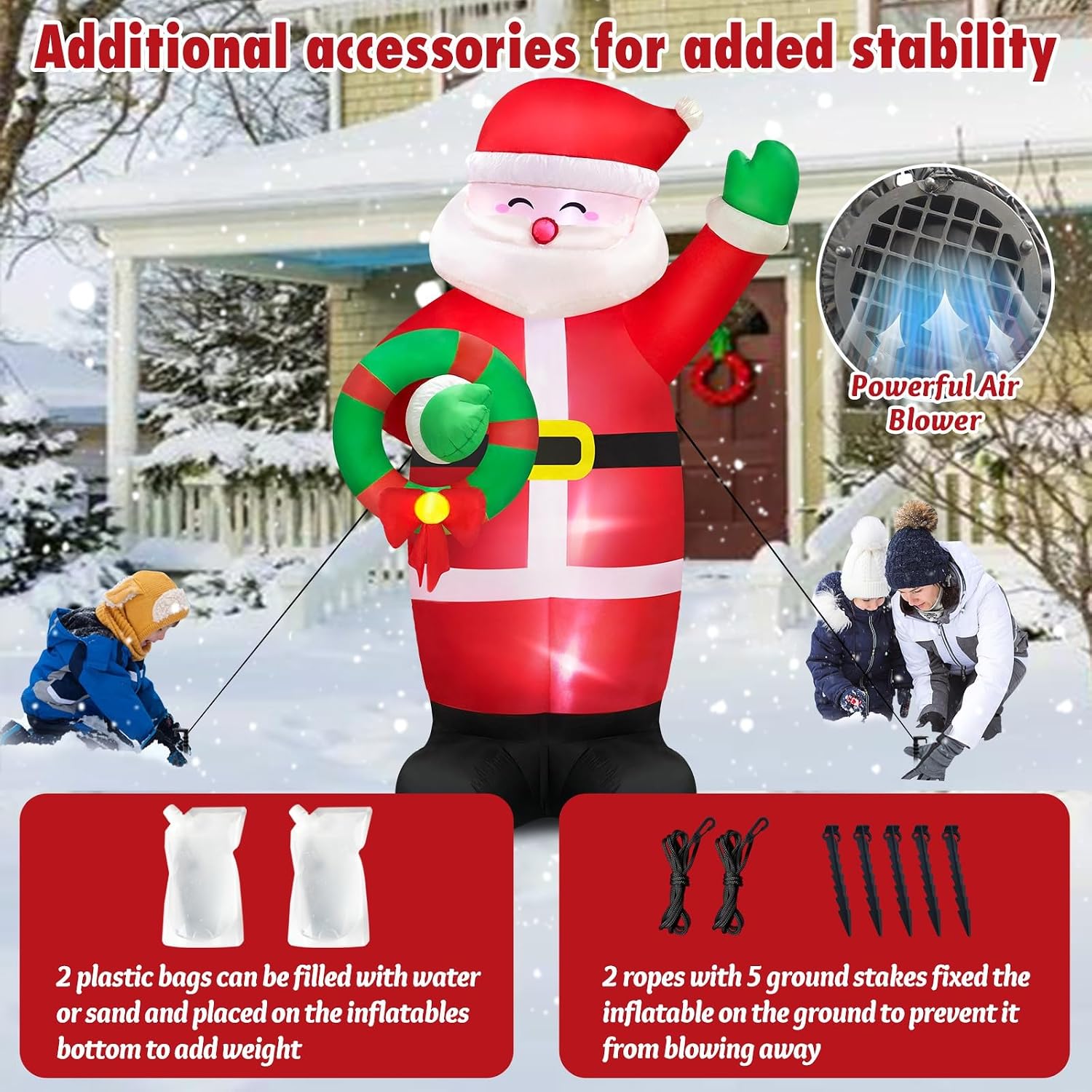 Detalle 2 de Danxilu C-Santa-006-6F Inflatable Santa, 6 ft, with White LED Lights
