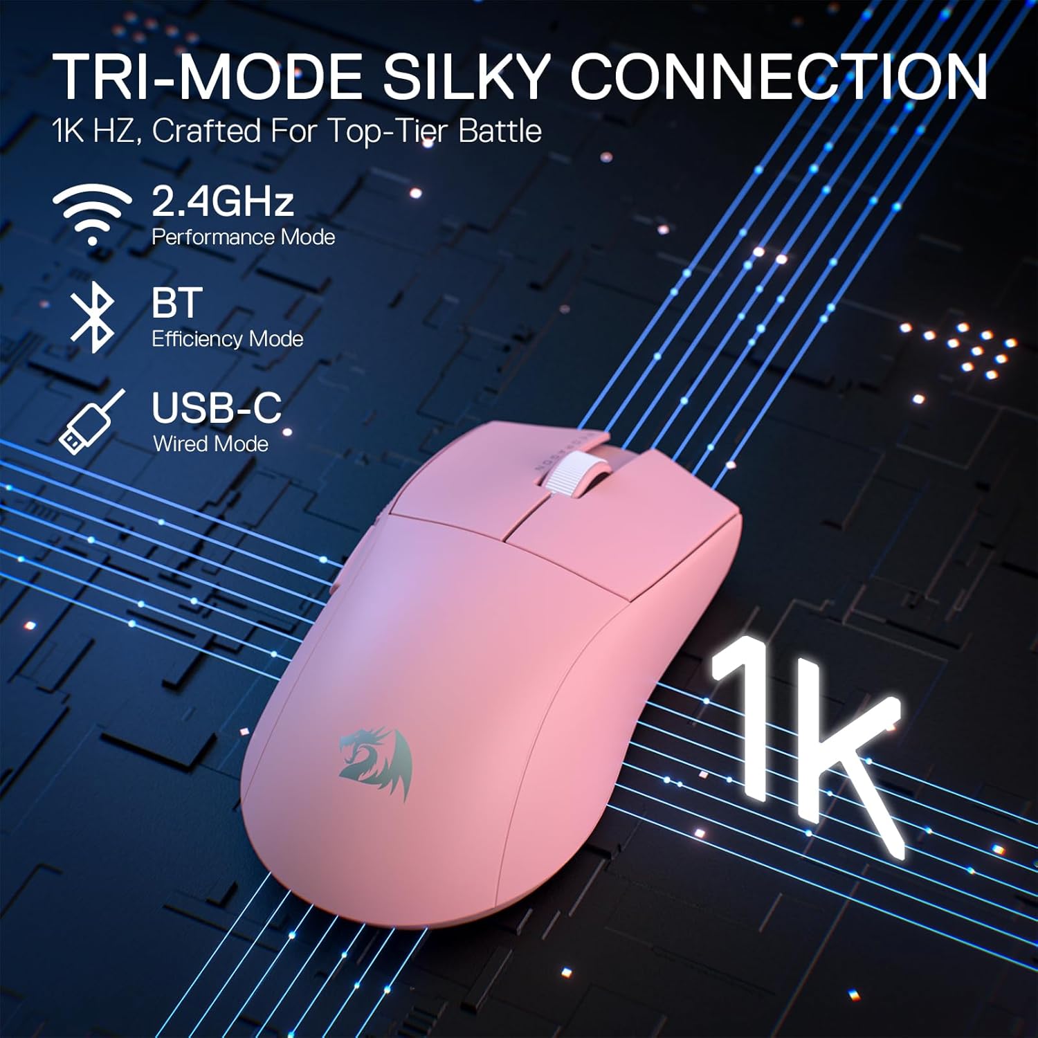 Thumbnail 1 de Redragon M916 PRO 3-Modus Wireless Gaming Maus – 49 g ultraleicht, 26K DPI & 3-Verbindungsmodi