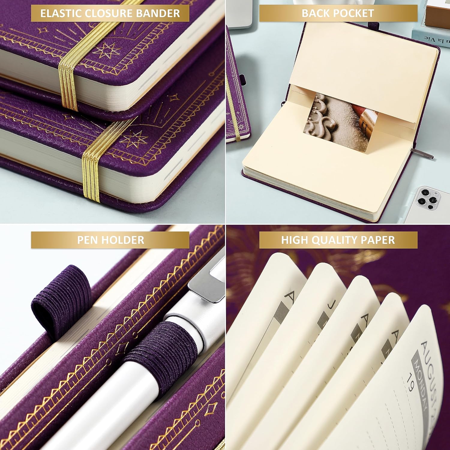 Detalle de Artfan Academic Planner 2026-2027, Weekly & Monthly, Faux Leather, Purple
