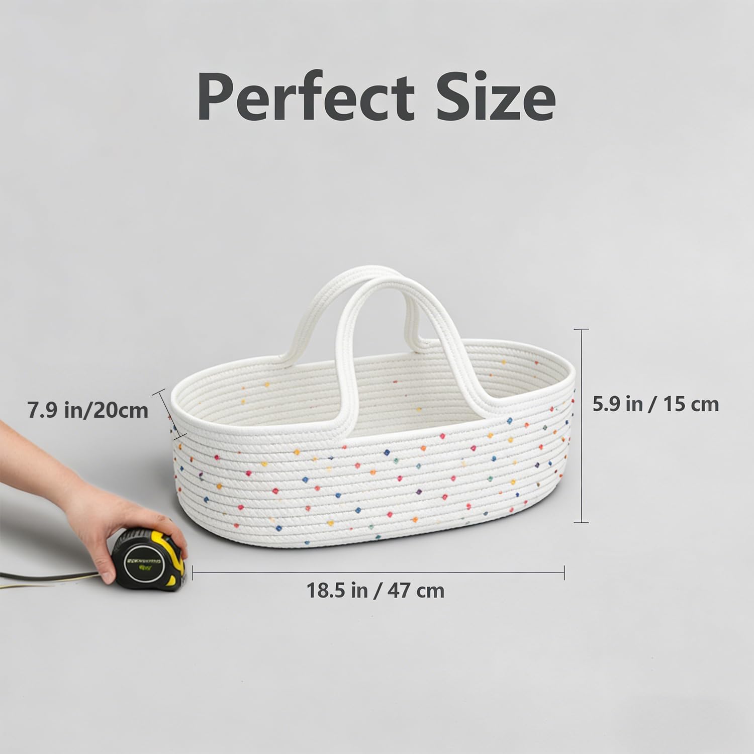 Thumbnail 1 de Pinky Reborn Rainbow Design Cotton Rope Reborn Doll Basket – Foldable With Handle
