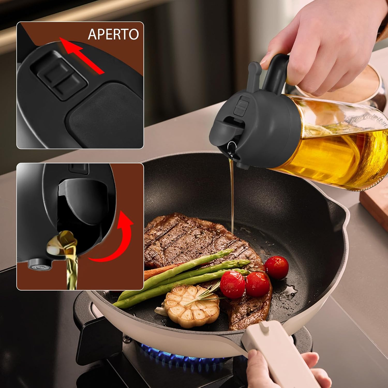 Thumbnail 6 de YARRAMATE Spruzzatore di Olio da Cucina 2 in 1, Bottiglia in Vetro 470 ml – Nero Ossidiana