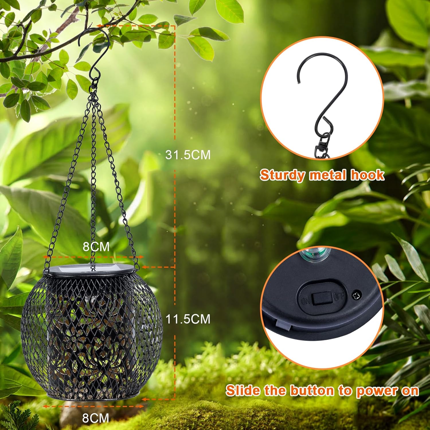 Thumbnail 3 de GIACOMO Solarlampen für Außen (IP65), solarbetriebene Laternen zum Hängen für Garten & Balkon