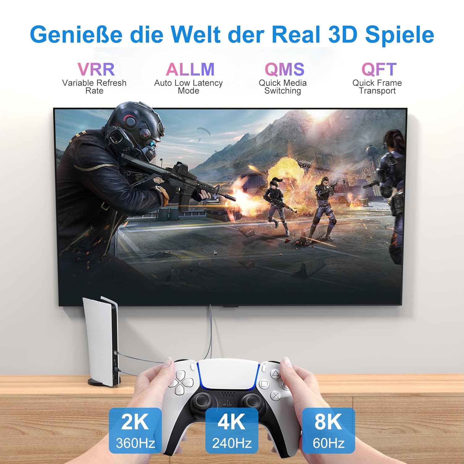 Thumbnail 4 de Anehmeta Glasfaser HDMI-Kabel 7 Meter – 8K, 48 Gbps, HDMI 2.1 (PS5, Xbox, HDTV, Laptop, Monitor)