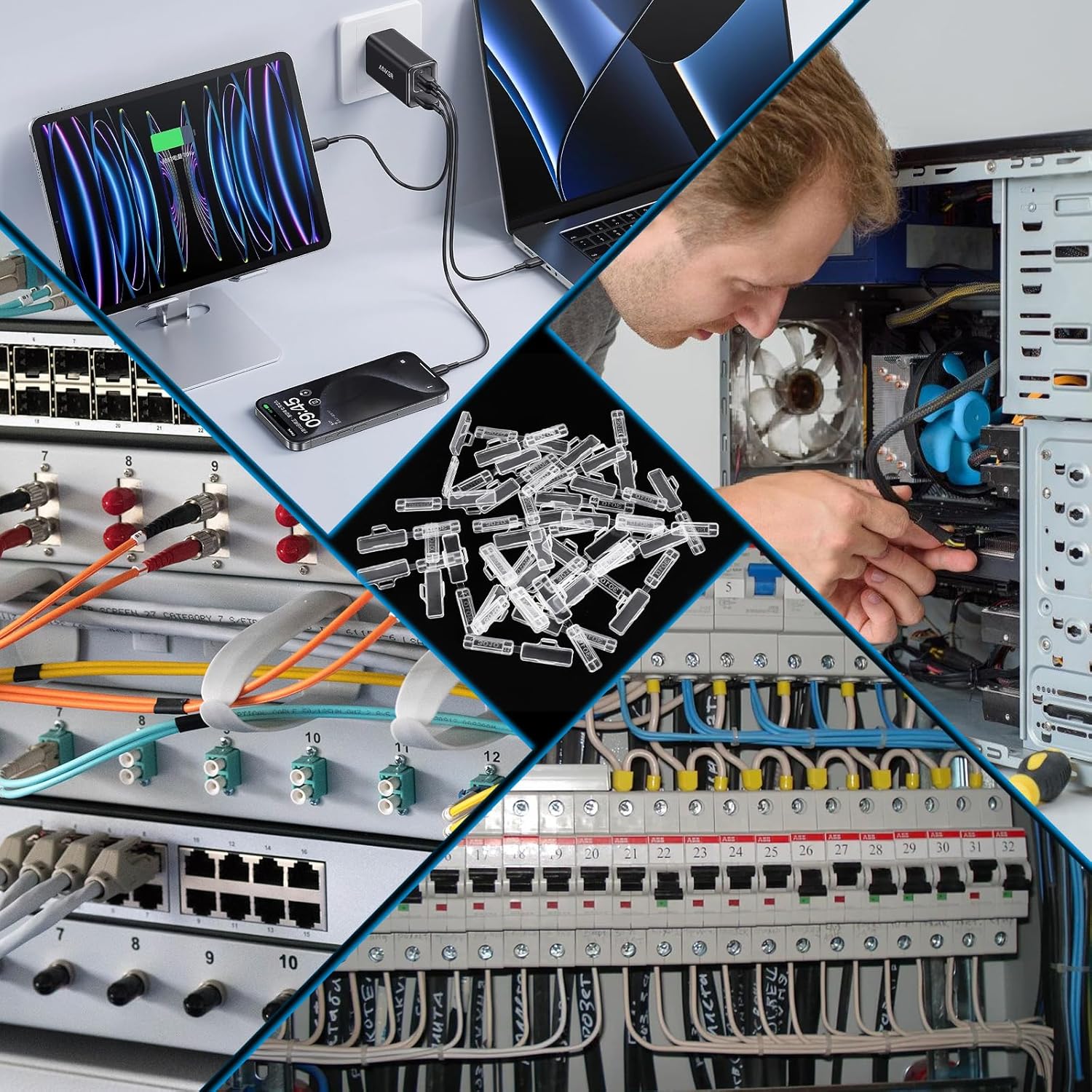 Thumbnail 2 de COEKI 100 Stück Kabelbeschriftung 3010 mit Nylon-Kabelbindern – transparente, wasserdichte Kabeletiketten