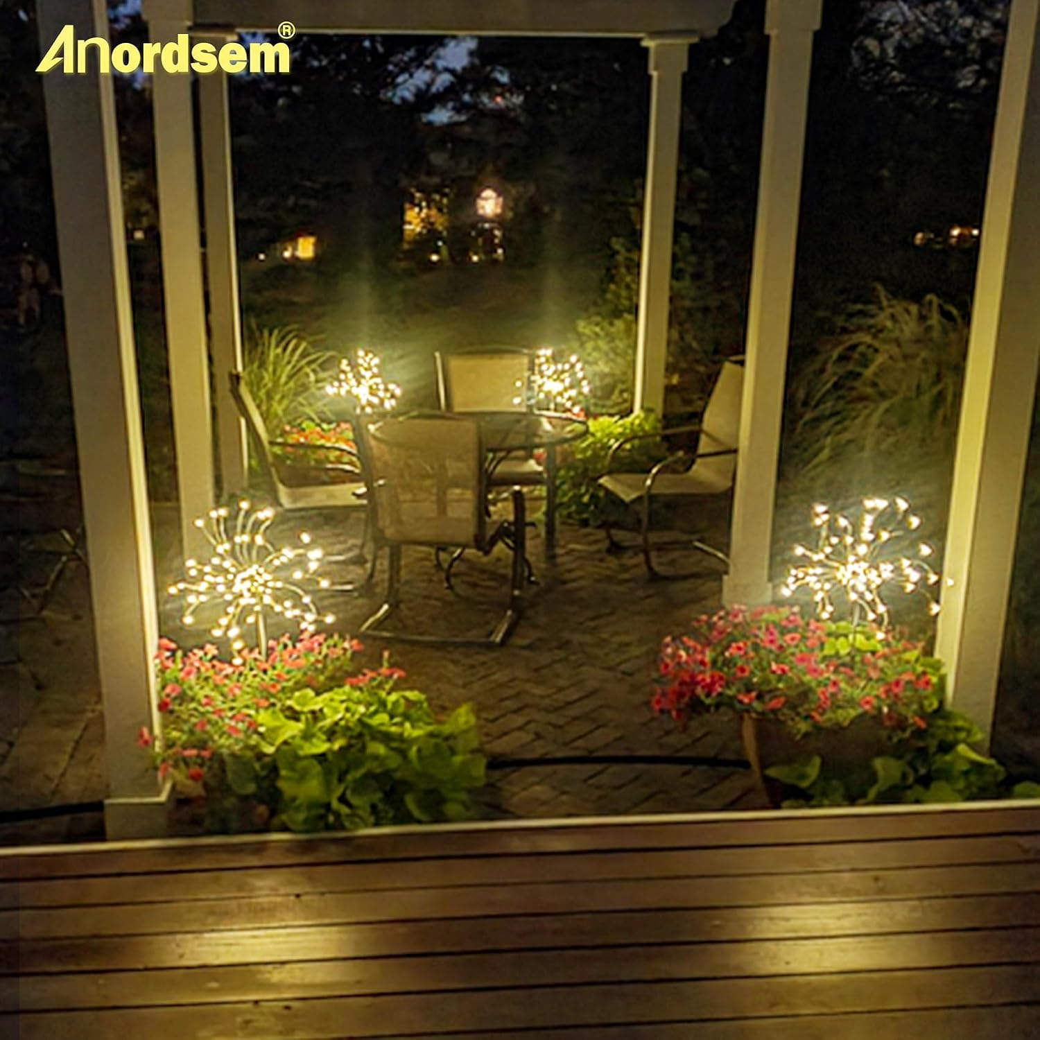 Thumbnail 6 de Anordsem Solar Lights Outdoor Garden – 4 Pack Fairy Firework LEDs for Patio, Pathway and Lawn