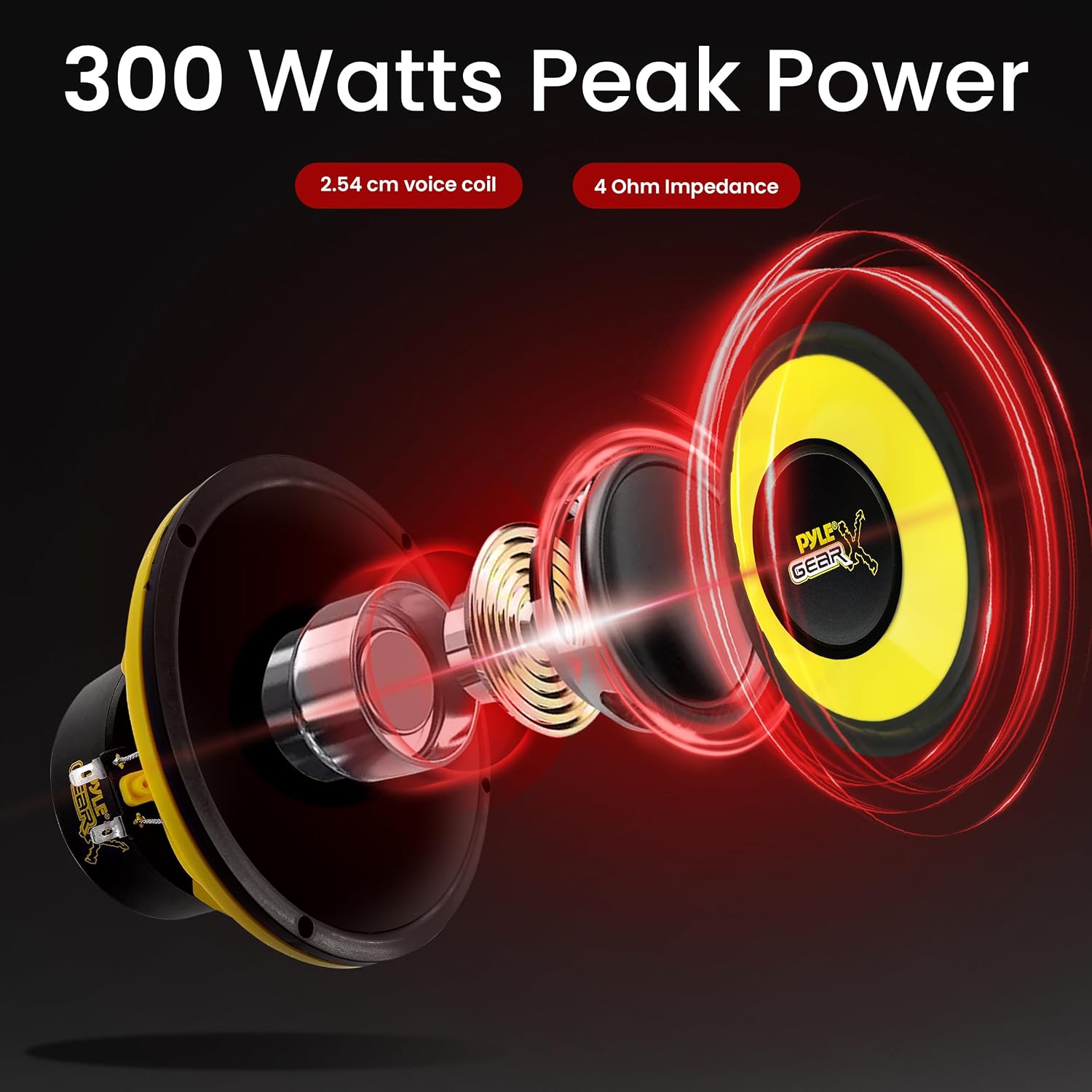 Thumbnail 4 de Pyle 16.5 cm Mid Bass Woofer Speaker System – 300W Peak, 4Ω, Yellow