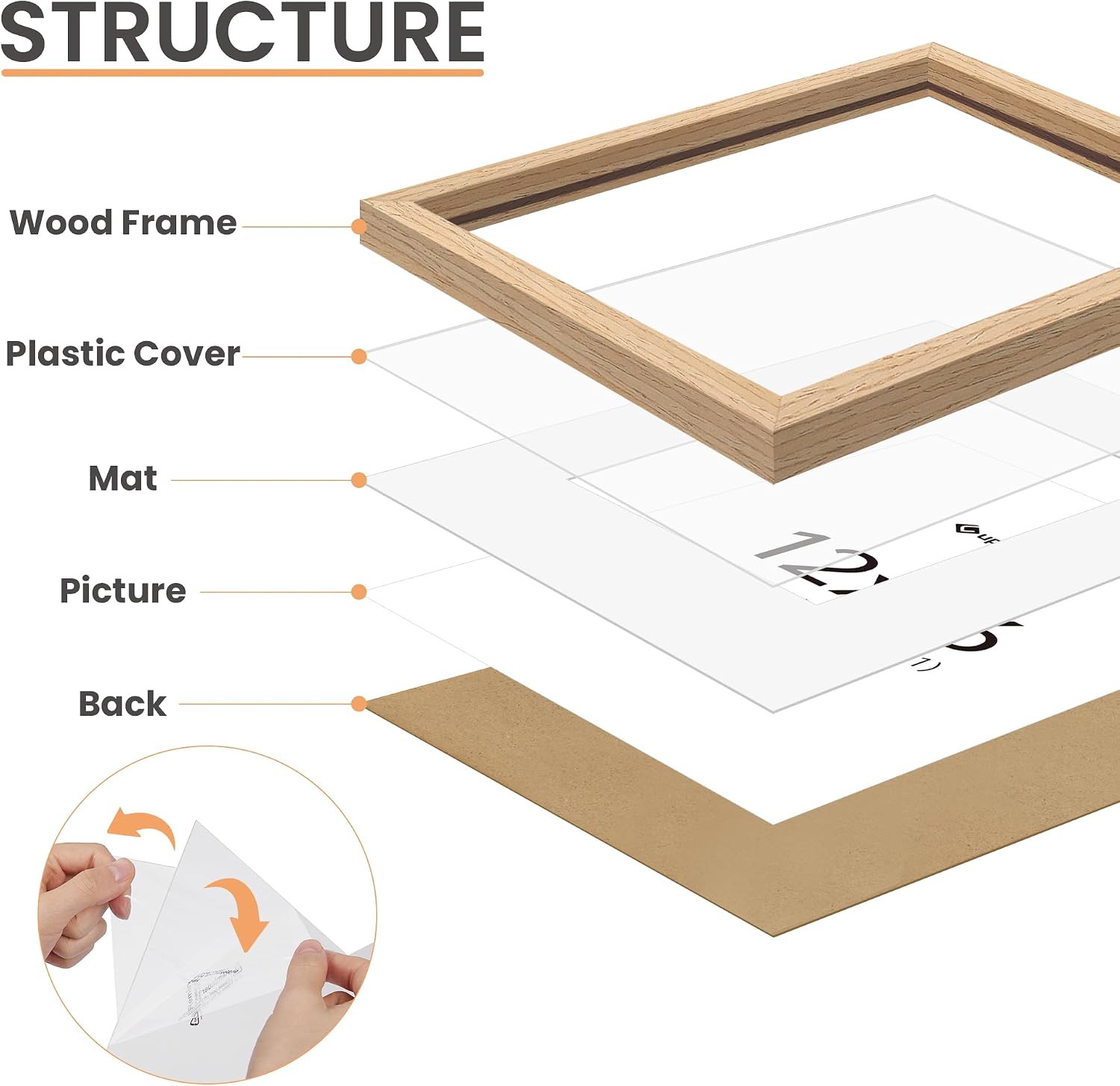 Detalle 1 de upsimples wooden picture frame, 8 x 10
