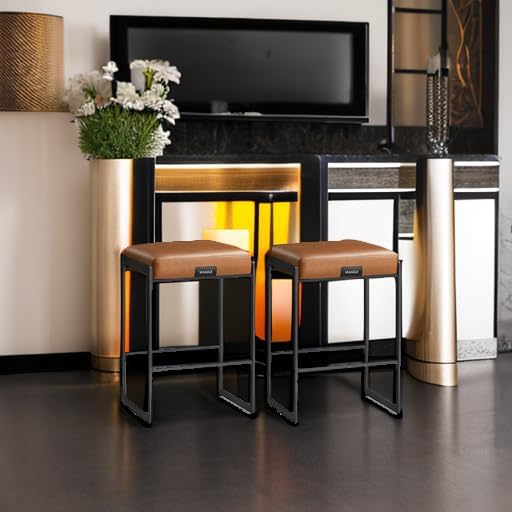 Thumbnail 5 de VASAGLE EKHO ULBC086K01 Bar Stools, Set of 2, 26-Inch, Caramel Brown