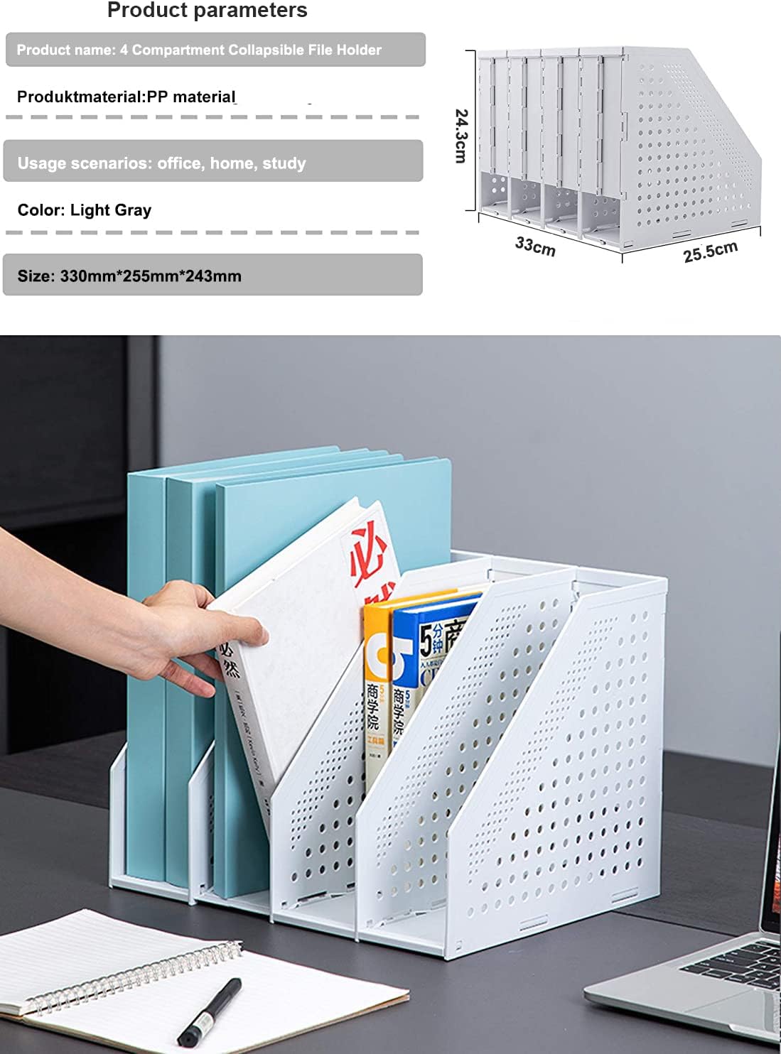 Thumbnail 6 de Sivelike A4 File Holder Folding Shelf