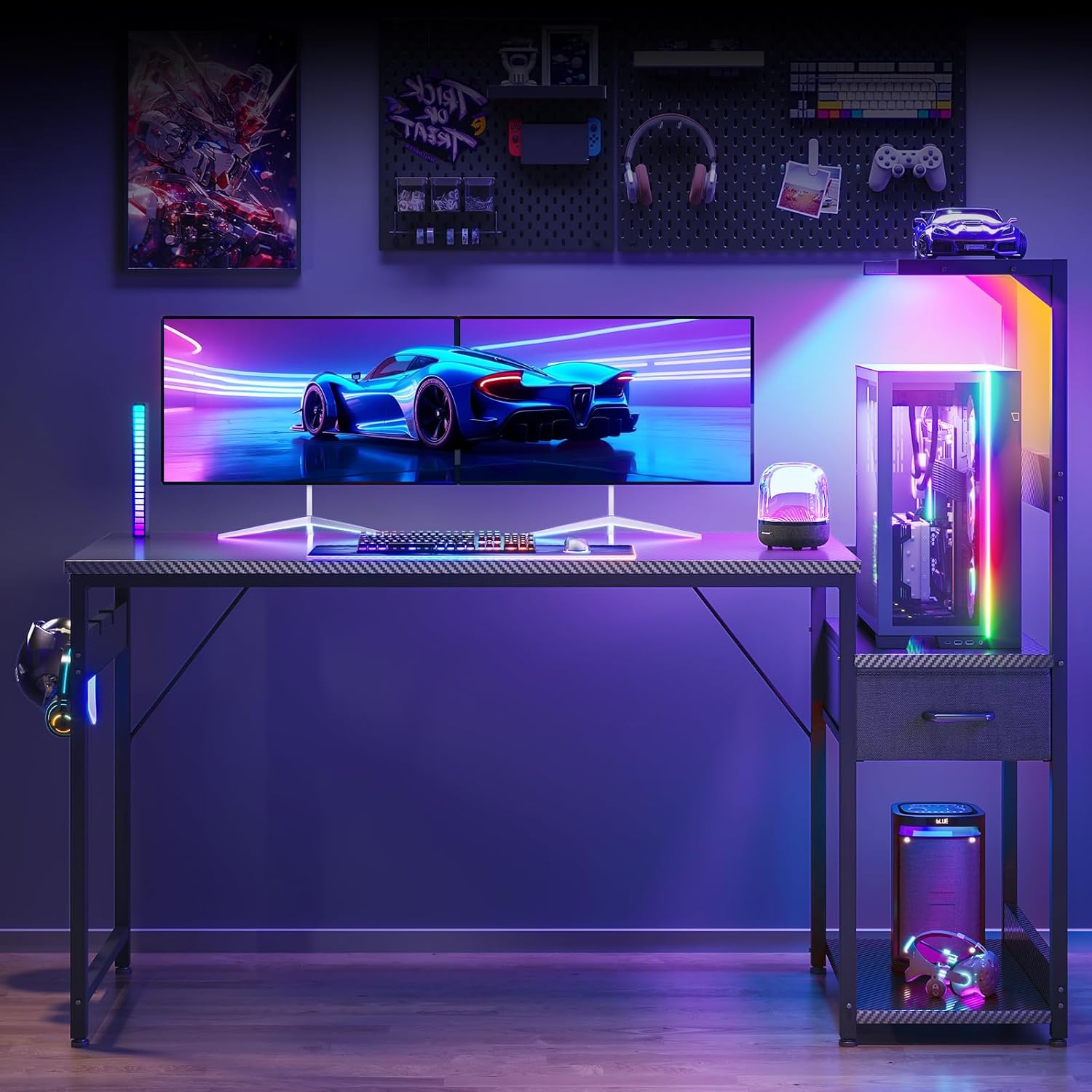 Detalle 2 de Coleshome Scrivania Gaming 138×48cm con LED