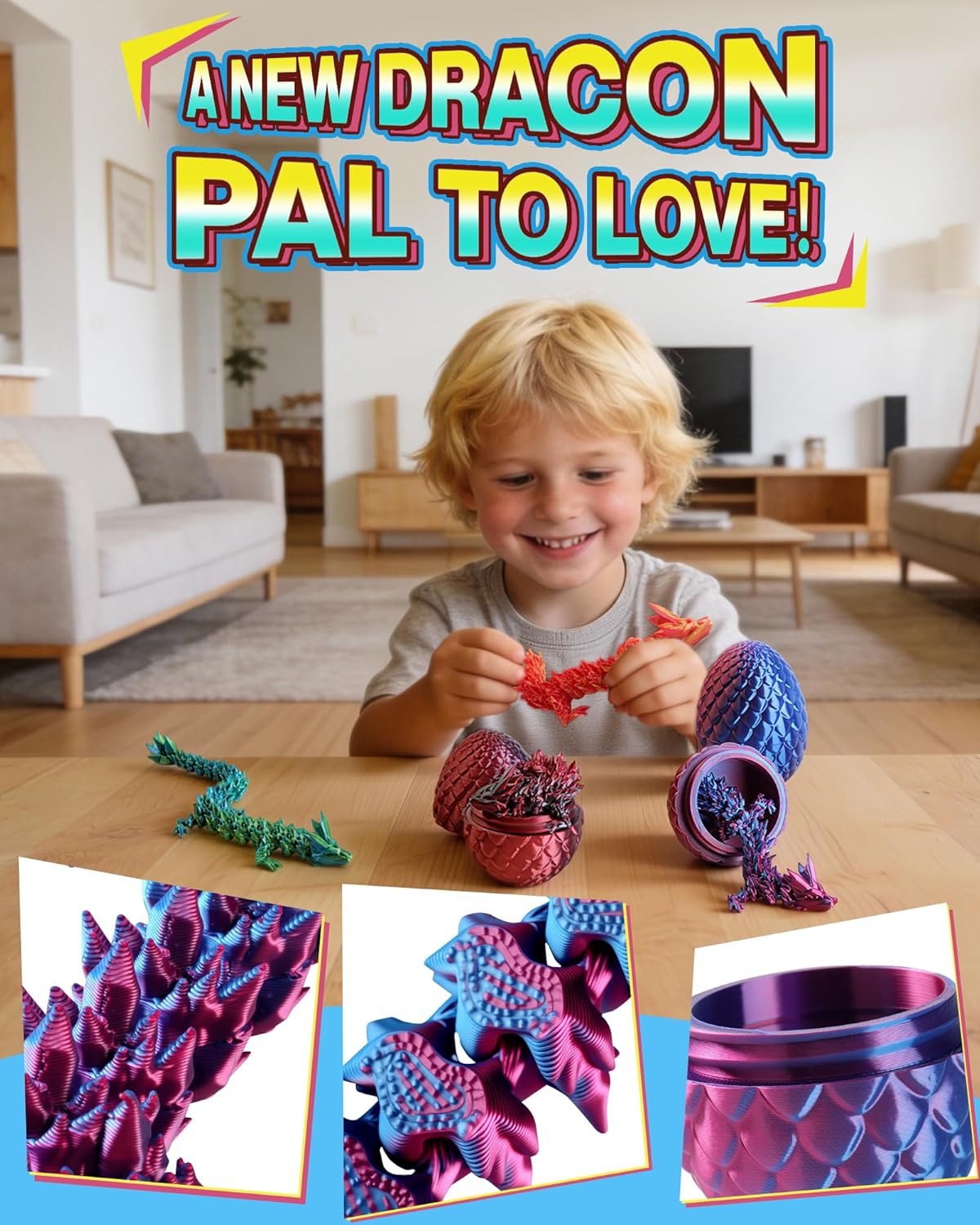 Thumbnail 3 de 3D Printed Dragon Eggs 3.4 in 4-Pack 🎲