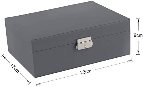 Thumbnail 6 de Mtianxy Schmuckkästchen – Doppelschicht PU-Leder Schmuckorganizer mit Schloss, 23 × 17 × 9 cm