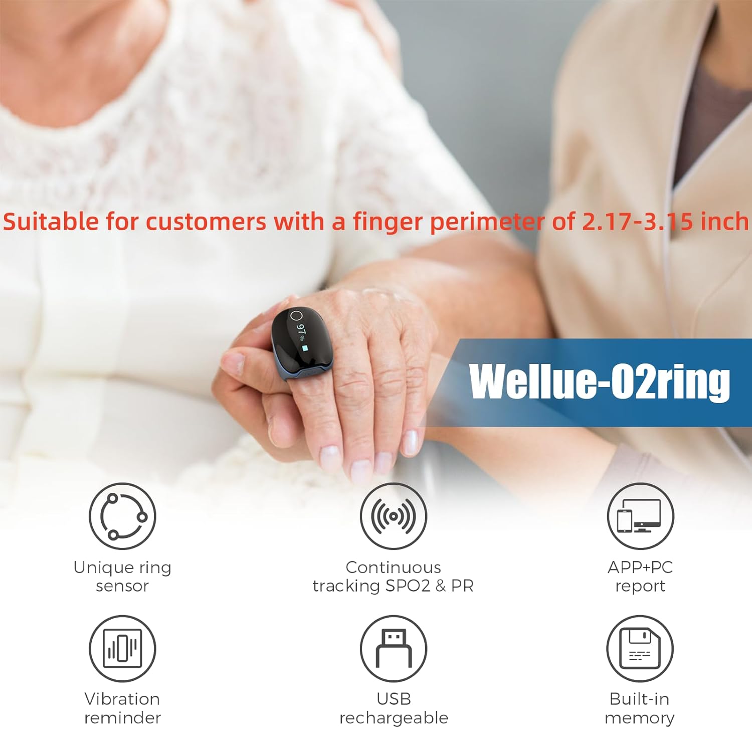 Thumbnail 2 de Wellue O2Ring Oxygen Monitor 24/7 ๐