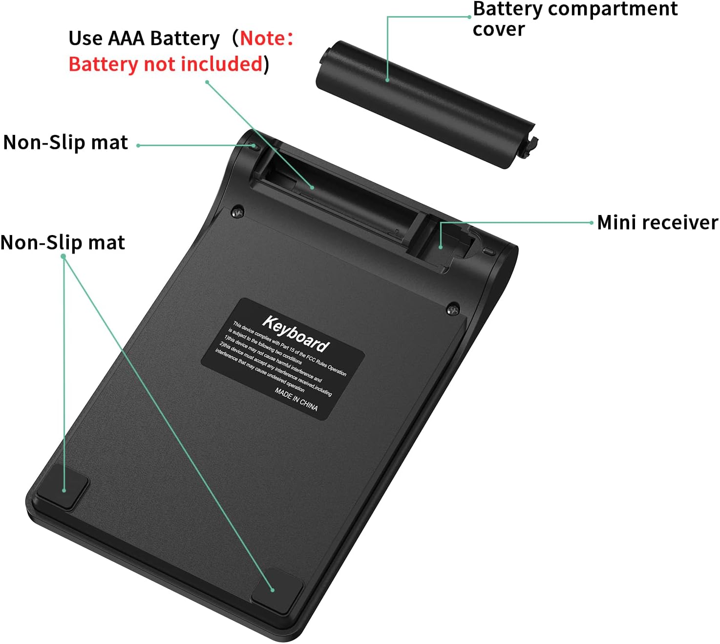 Detalle 2 de cimetech Mini tastierino numerico wireless 2.4G con ricevitore USB da 18 tasti per laptop e PC