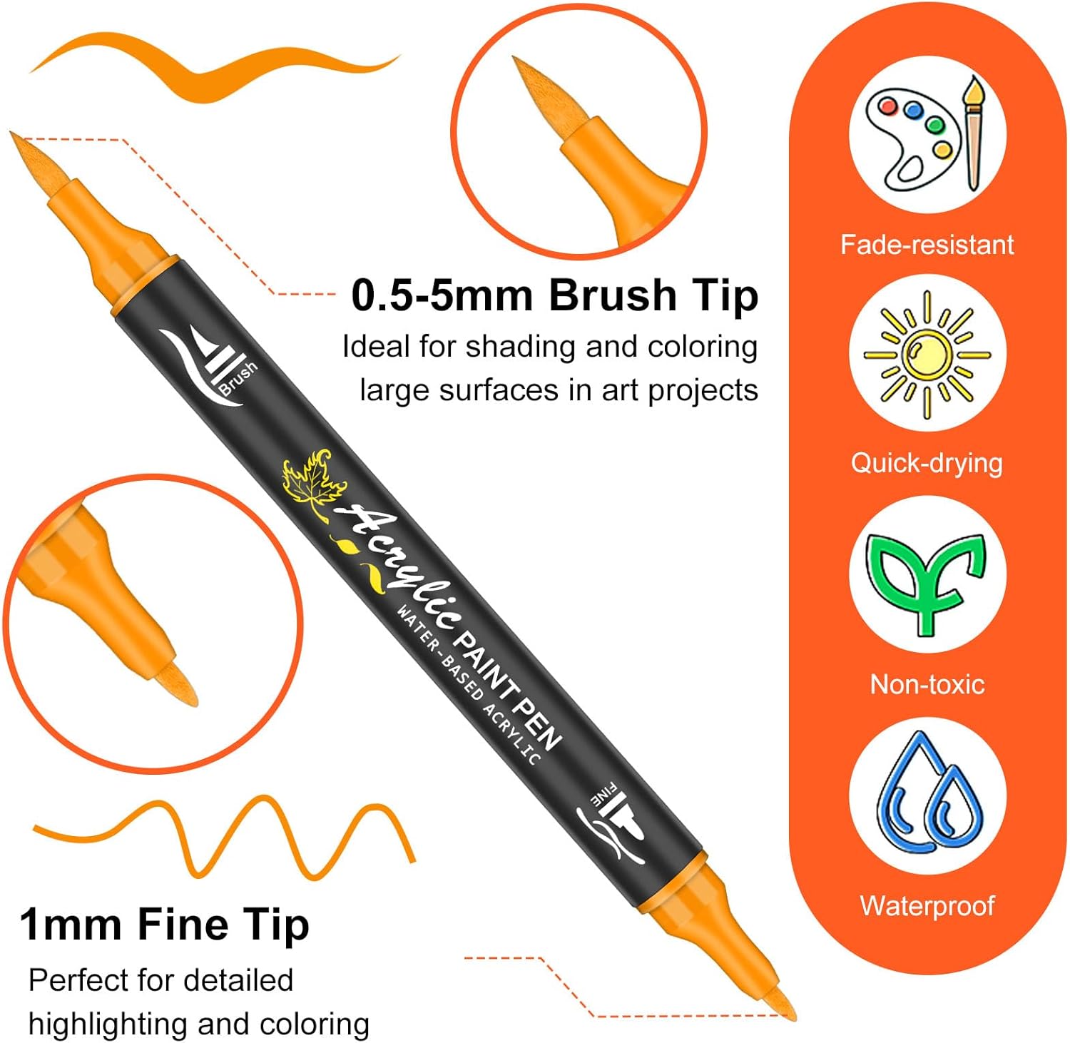 Thumbnail 3 de NICETY 128 Pcs Felt Acrylic Paint Pen (Dual Tip) for Wood, Canvas, Glass & Ceramics