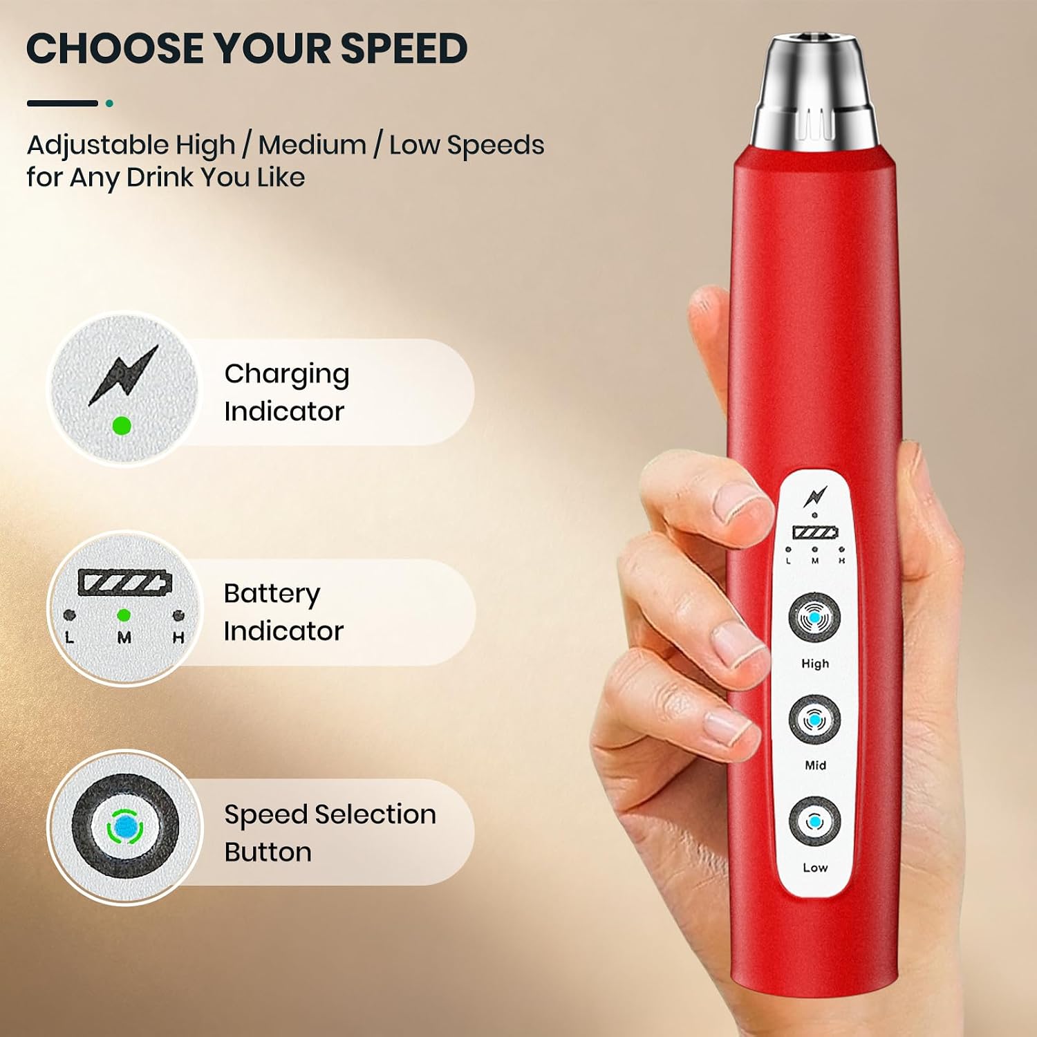 Thumbnail 4 de Colarlemo Handheld Milk Frother with Stainless Steel Whisks