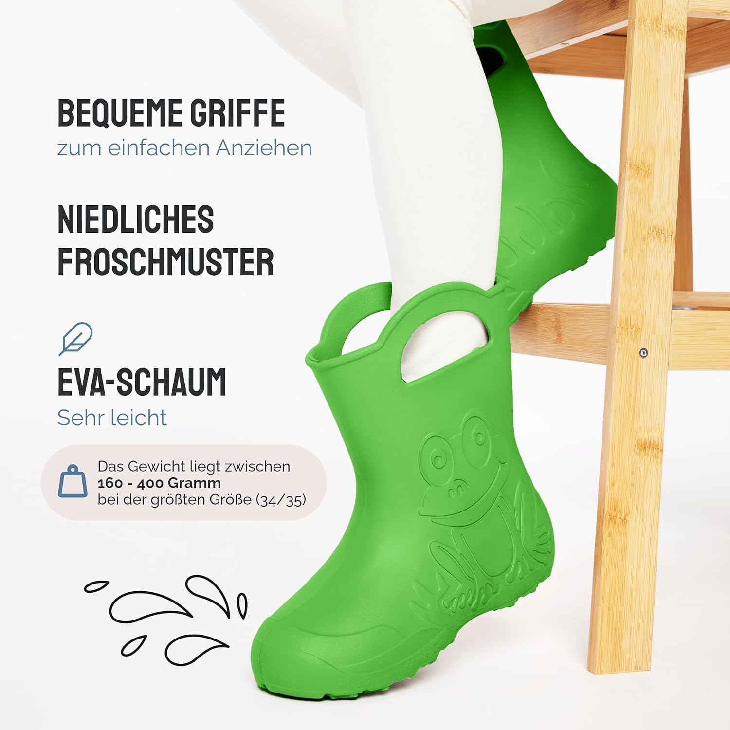 Detalle 2 de Ladeheid Eva federleichte Kinder-Gummistiefel – wasserdichte Regenschuhe für Jungen und Mädchen LA-CA-01