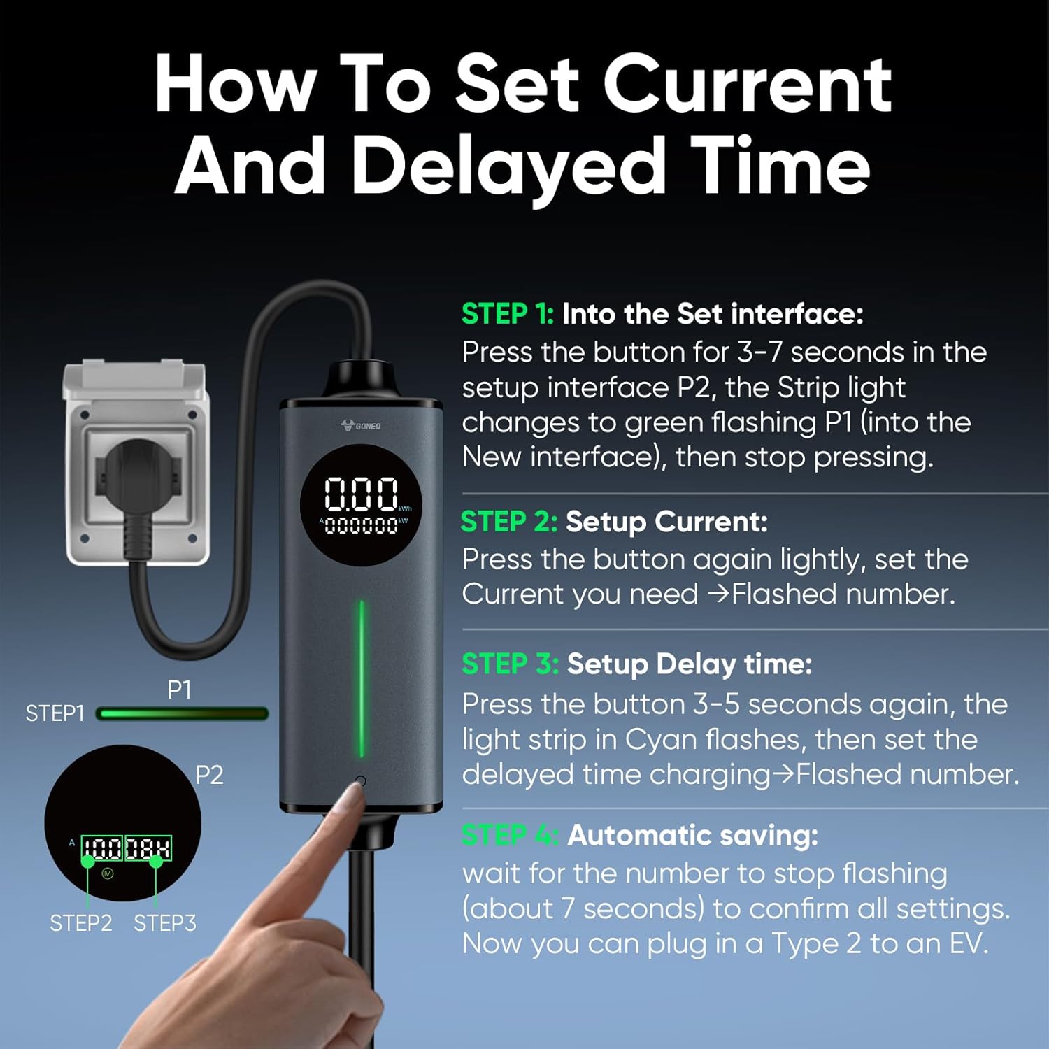 Thumbnail 5 de GONEO EV Charger UK Type 2 8m 2.3kW ⚡