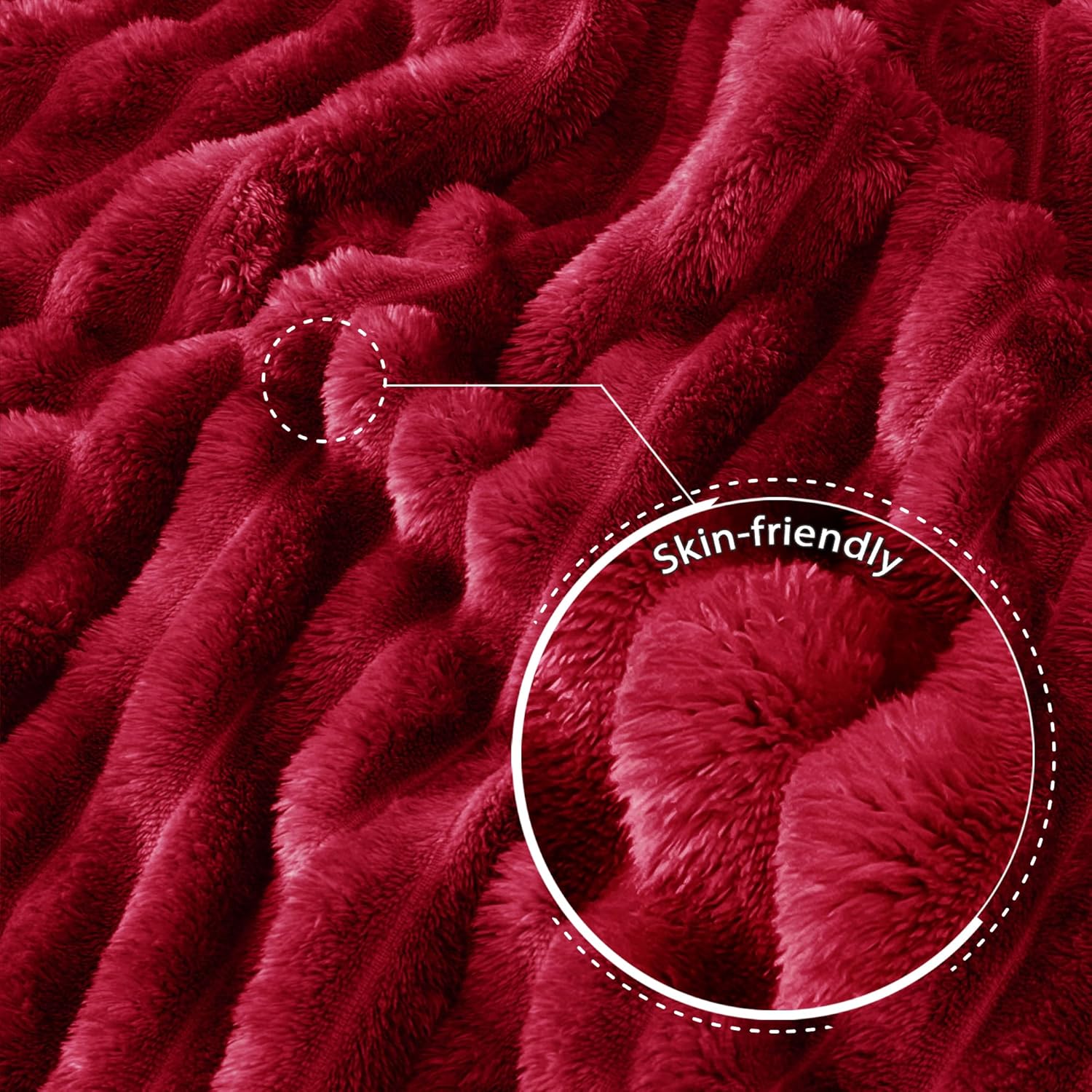 Thumbnail 4 de Exclusivo Mezcla King Size Flannel Fleece Blanket in Deep Red