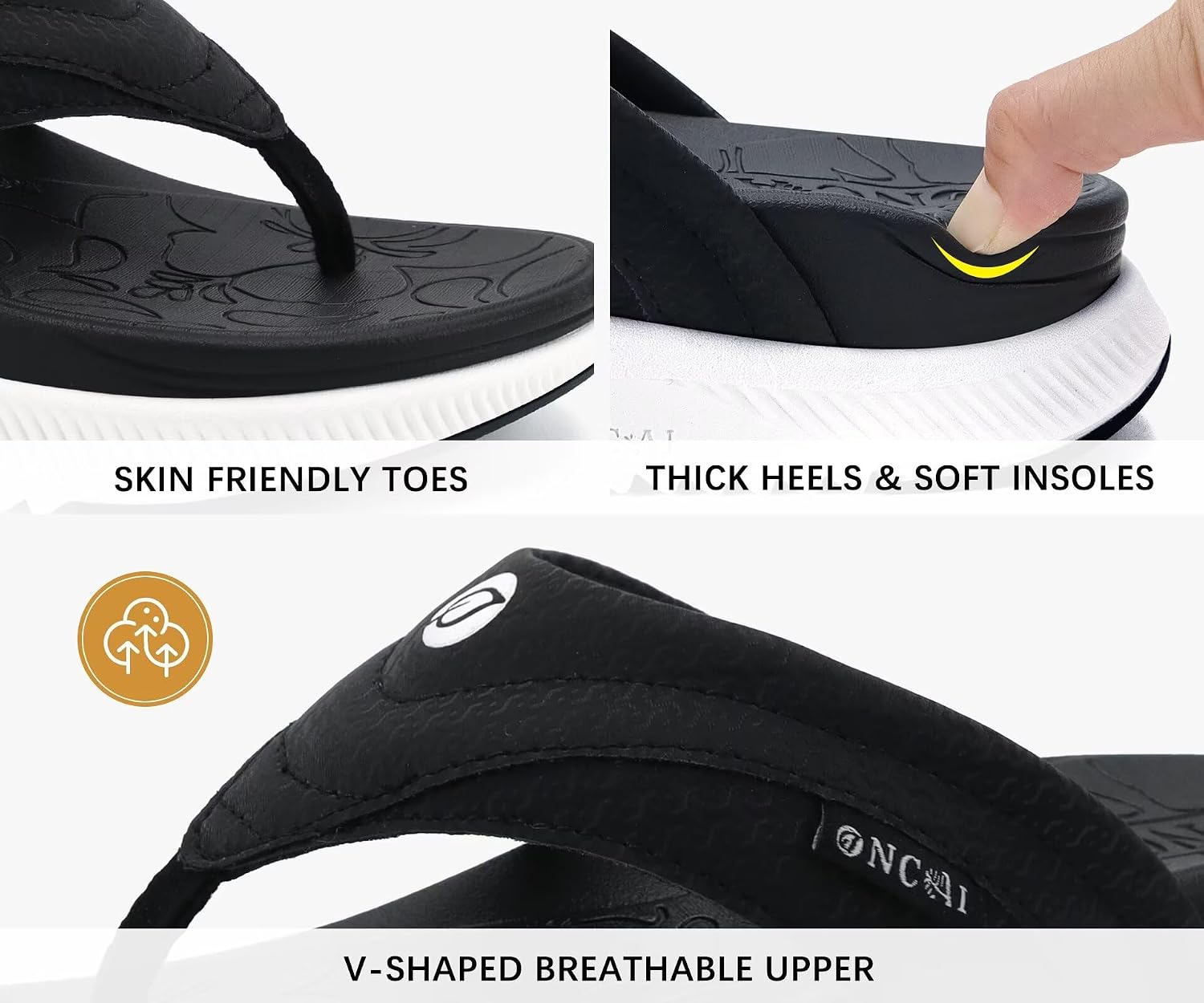 Detalle 2 de ONCAI Women's Orthotic Flip Flops with Arch Support 1.2in
