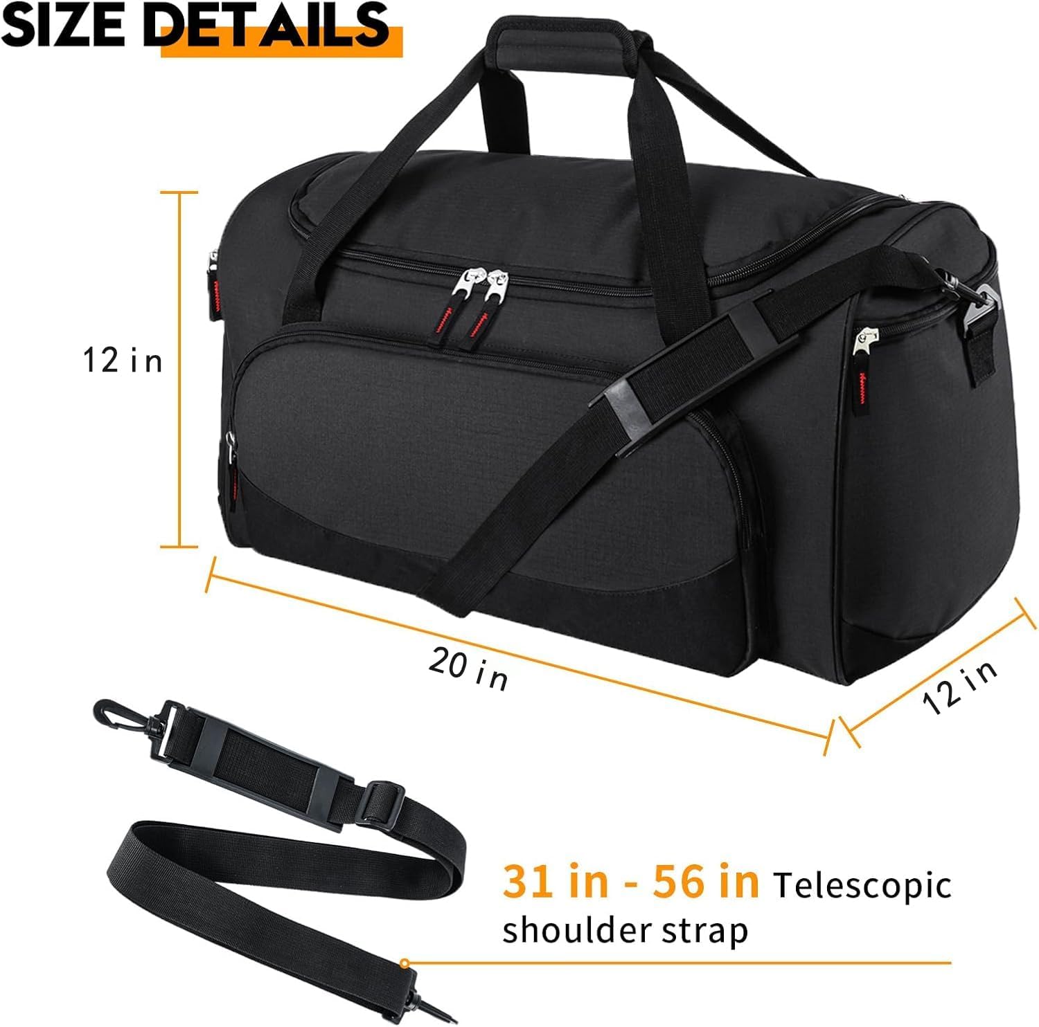 Detalle 2 de Uarition Gym Bag 55L Durable Large Duffle