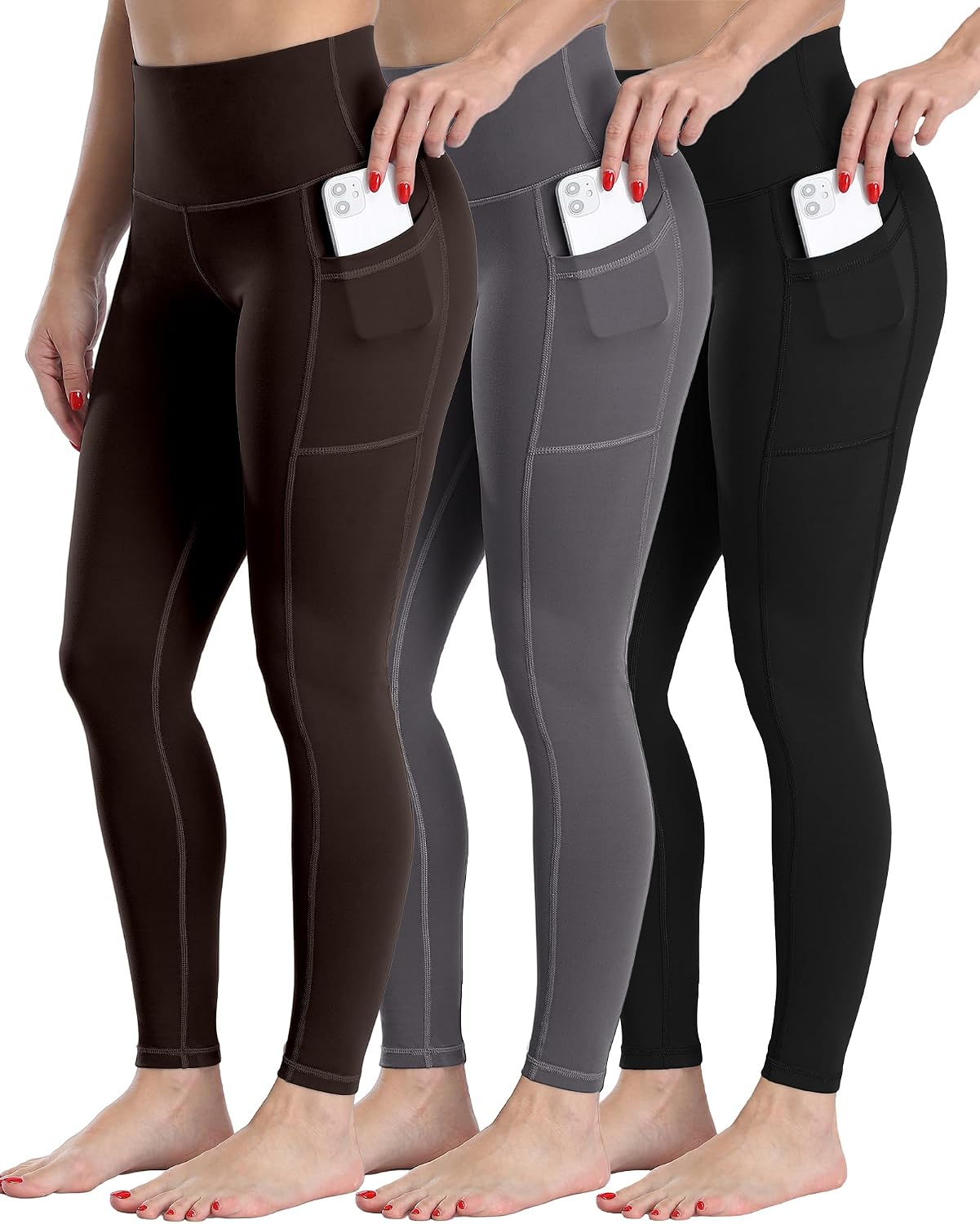 Detalle de CHRLEISURE Fleece Lined Leggings with Pockets for Women
