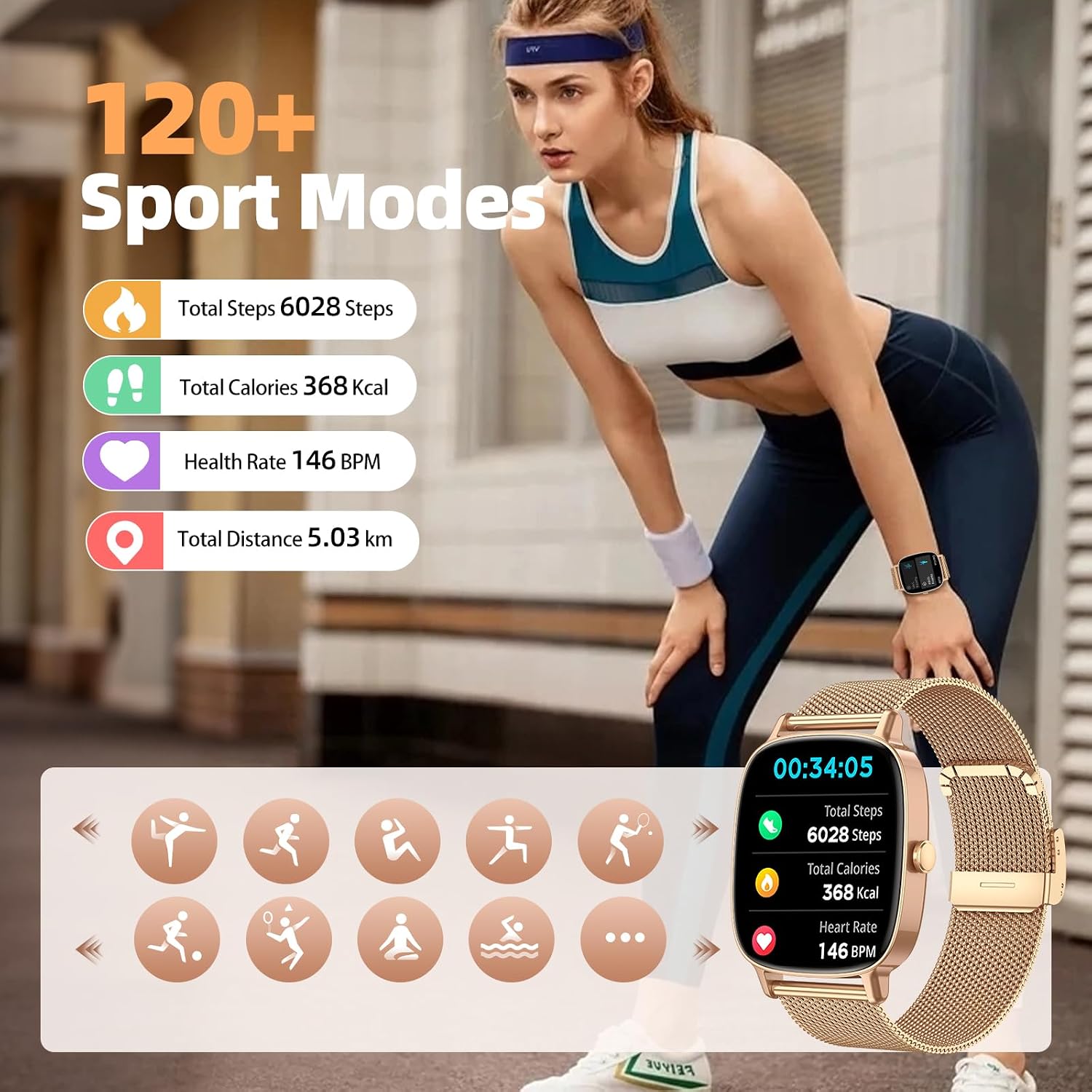 Detalle de coioc Reloj Inteligente para Mujer (Dorado) – análisis y guía de compra