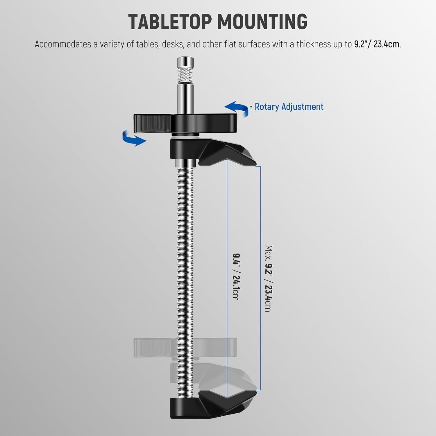 Thumbnail 4 de NEEWER UA041 – Griffe d’étau 9" en acier avec goujon 5/8" et mâchoire alu réglable