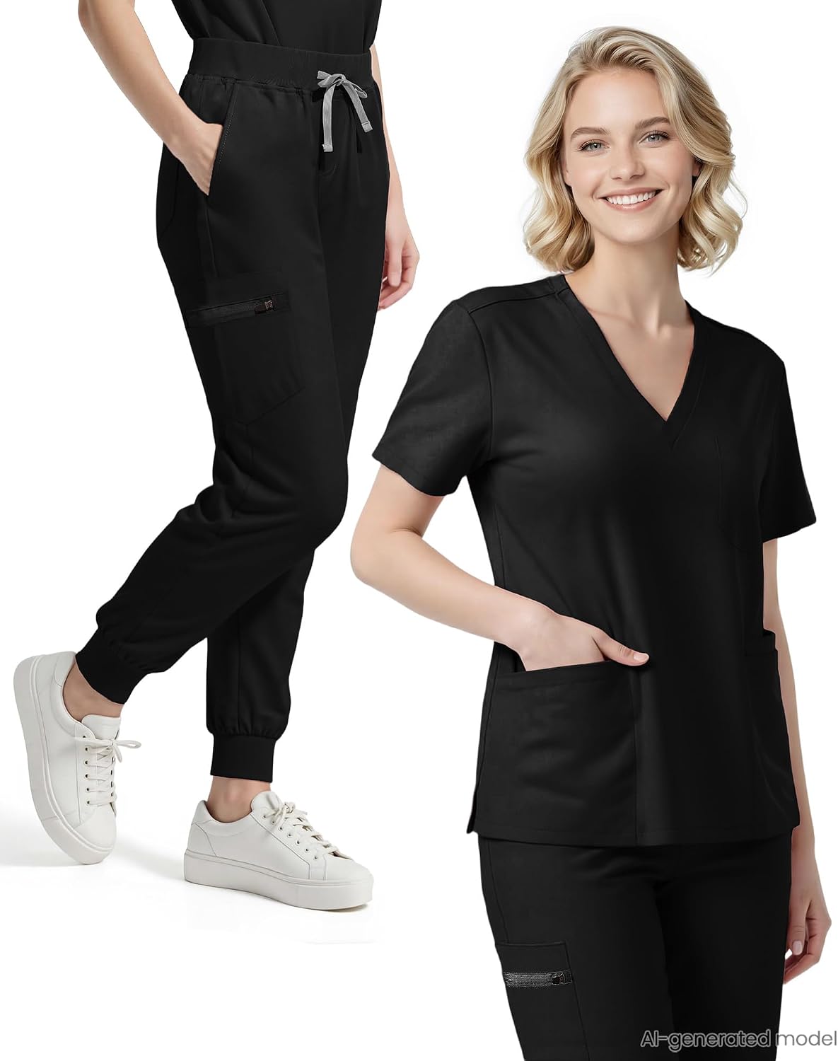 Thumbnail 1 de Eipnare Women’s V-Neck Jogger Scrub Set, 9 Pockets, Stretch Fabric