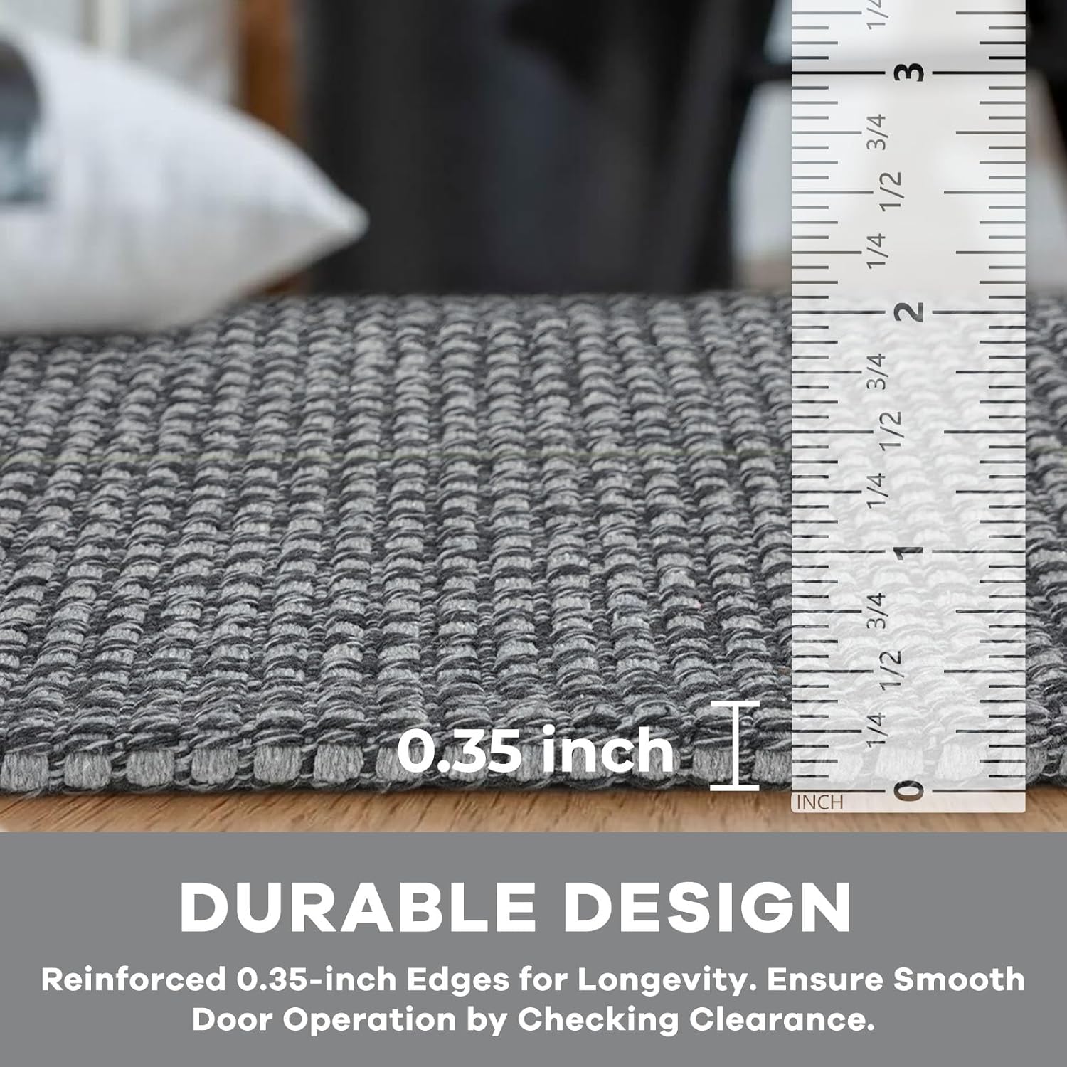 Thumbnail 3 de KOZYFLY Runners for Hallways 2x10 ft Washable Grey/Dark Grey Cotton Entryway Runner Rug