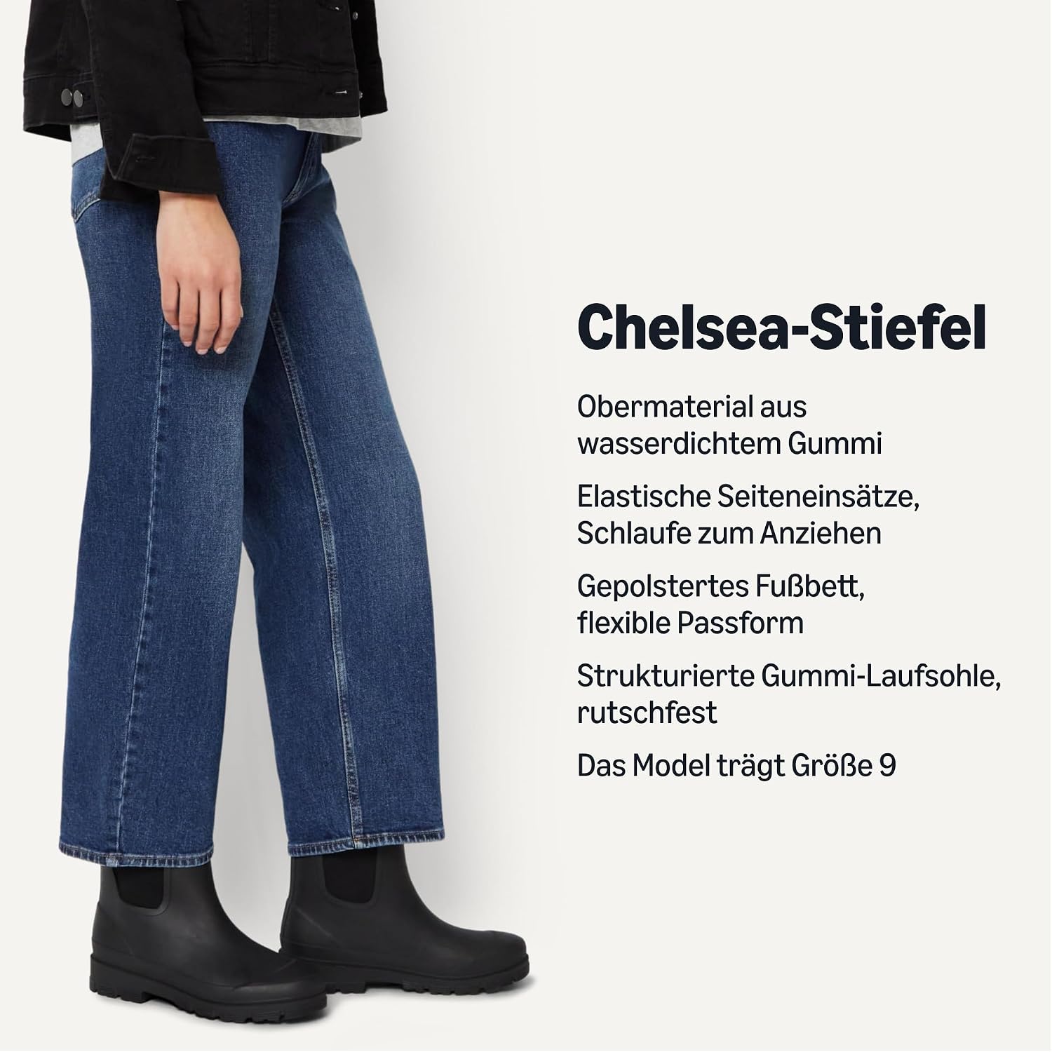 Detalle de Amazon Essentials Damen Wasserdichte Chelsea-Stiefelette – Regenstiefel mit elastischen Einsätzen
