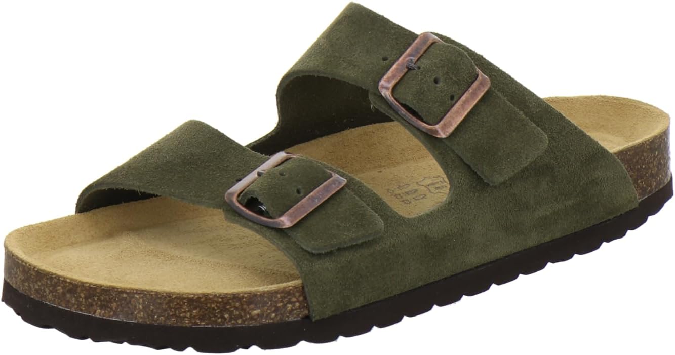 Detalle de AFS Herren Pantoletten & Sandalen aus Leder mit verstellbarer Schnalle – Made in Germany, Größen 36–50