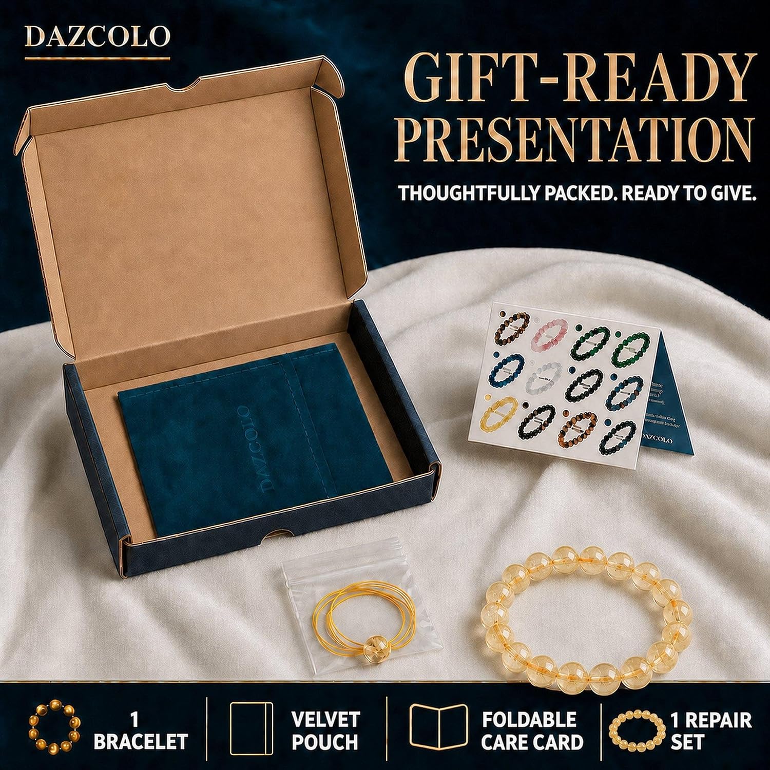 Detalle 2 de DAZCOLO Gemstone Stretch Bracelet, 7-inch