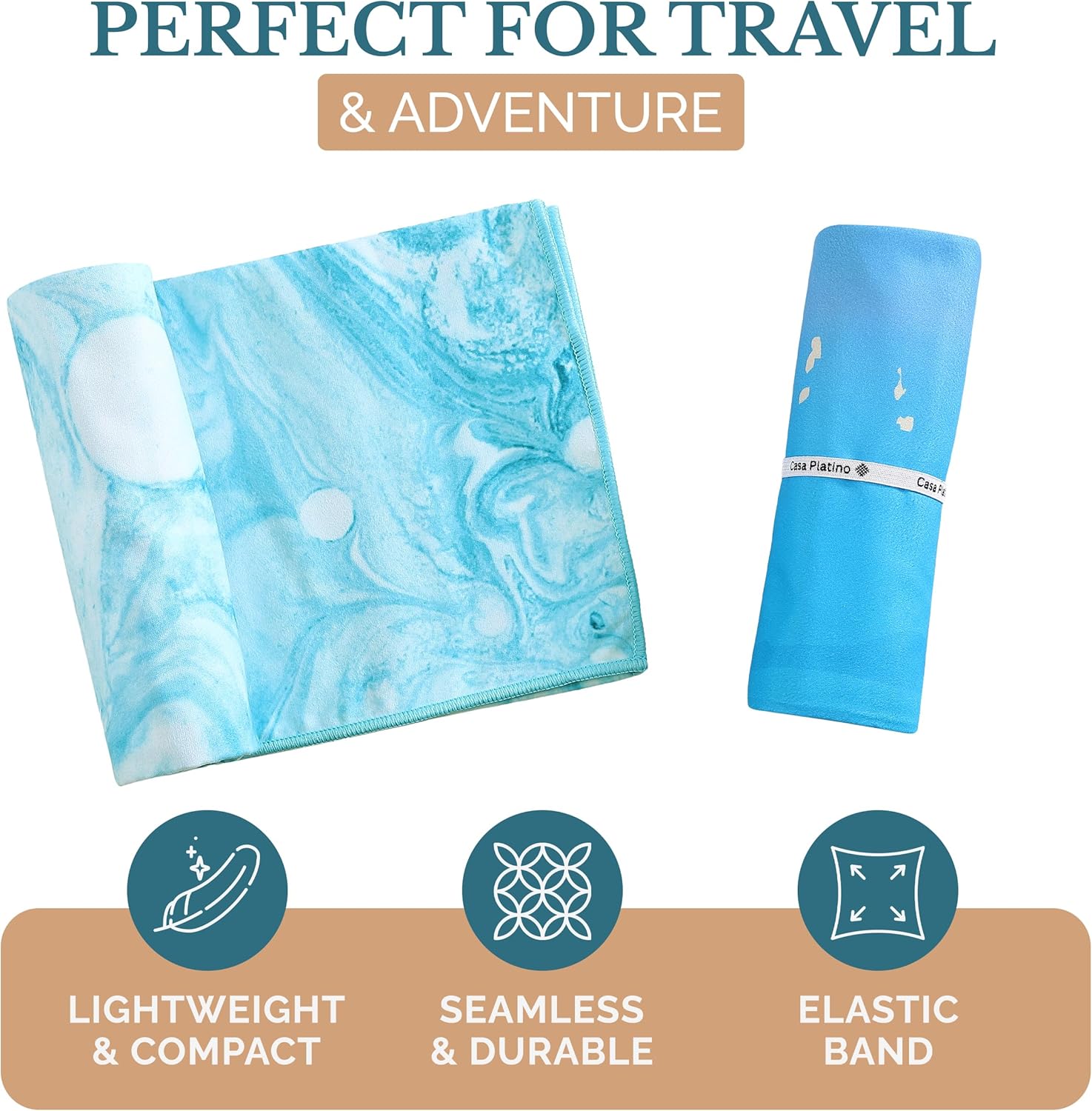 Thumbnail 6 de Casa Platino 4-Pack Oversized Beach Towels (71" x 32") – Sand-free quick-dry microfiber for pool, ocean & camping