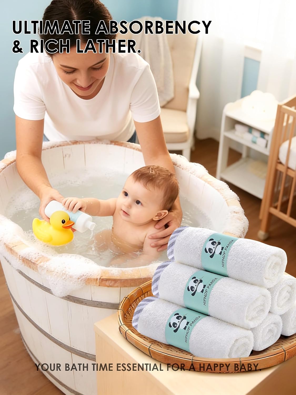 Detalle de HIPHOP PANDA Baby Washcloths, Bamboo Rayon