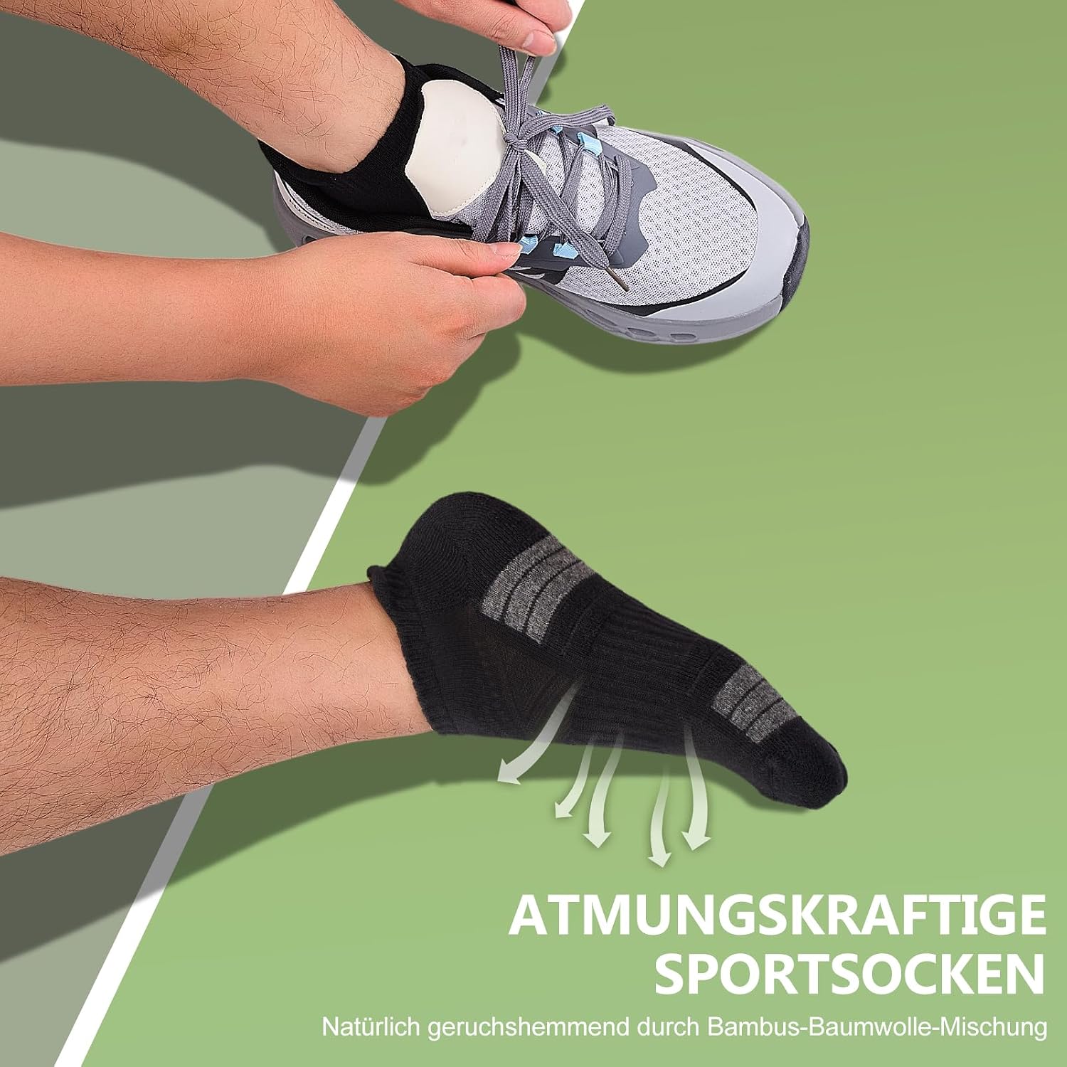 Detalle de SockWaddles Sneaker Socken aus Bambus-Baumwolle – 6 Paar, Kurz gepolstert, atmungsaktiv für Running und Alltag