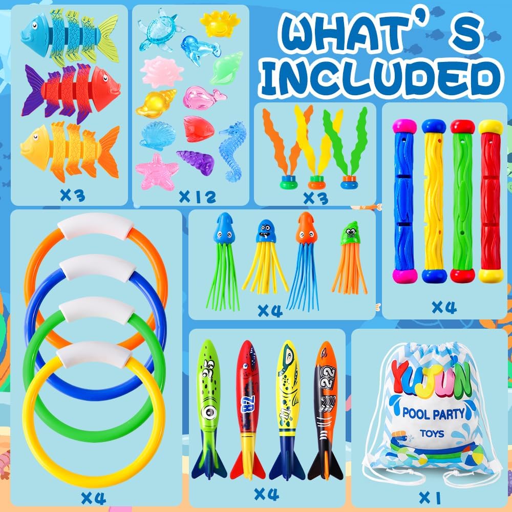 Thumbnail 1 de YUJUN 35-Piece Pool Diving Swimming Toys Set with Storage Bag